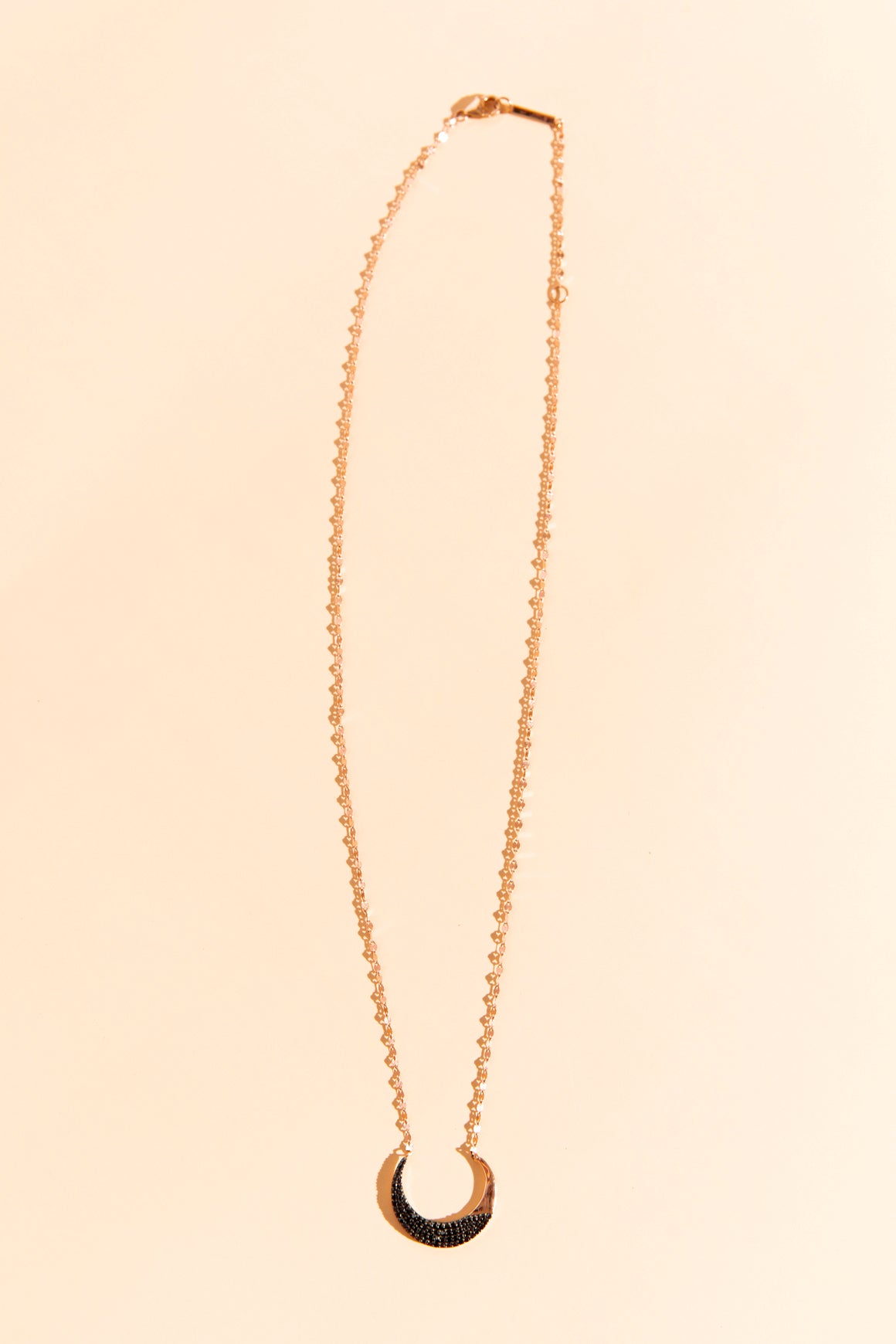 LANA 14K Rose Gold Petite "Blake" Chain w/ Half Moon Pendant