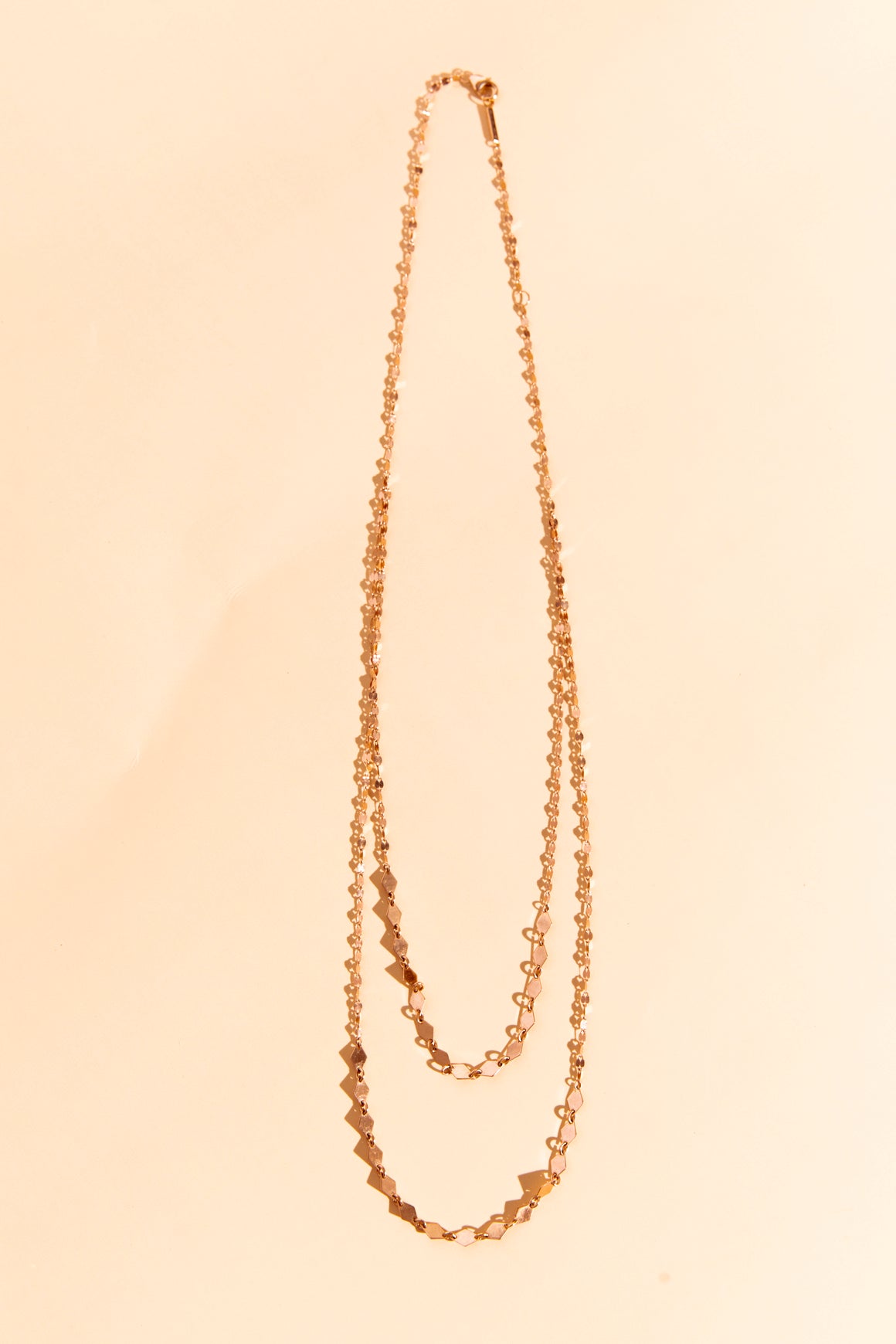 LANA 14K Rose Gold "Kite & Blake Chain Remix" Double Strand Necklace
