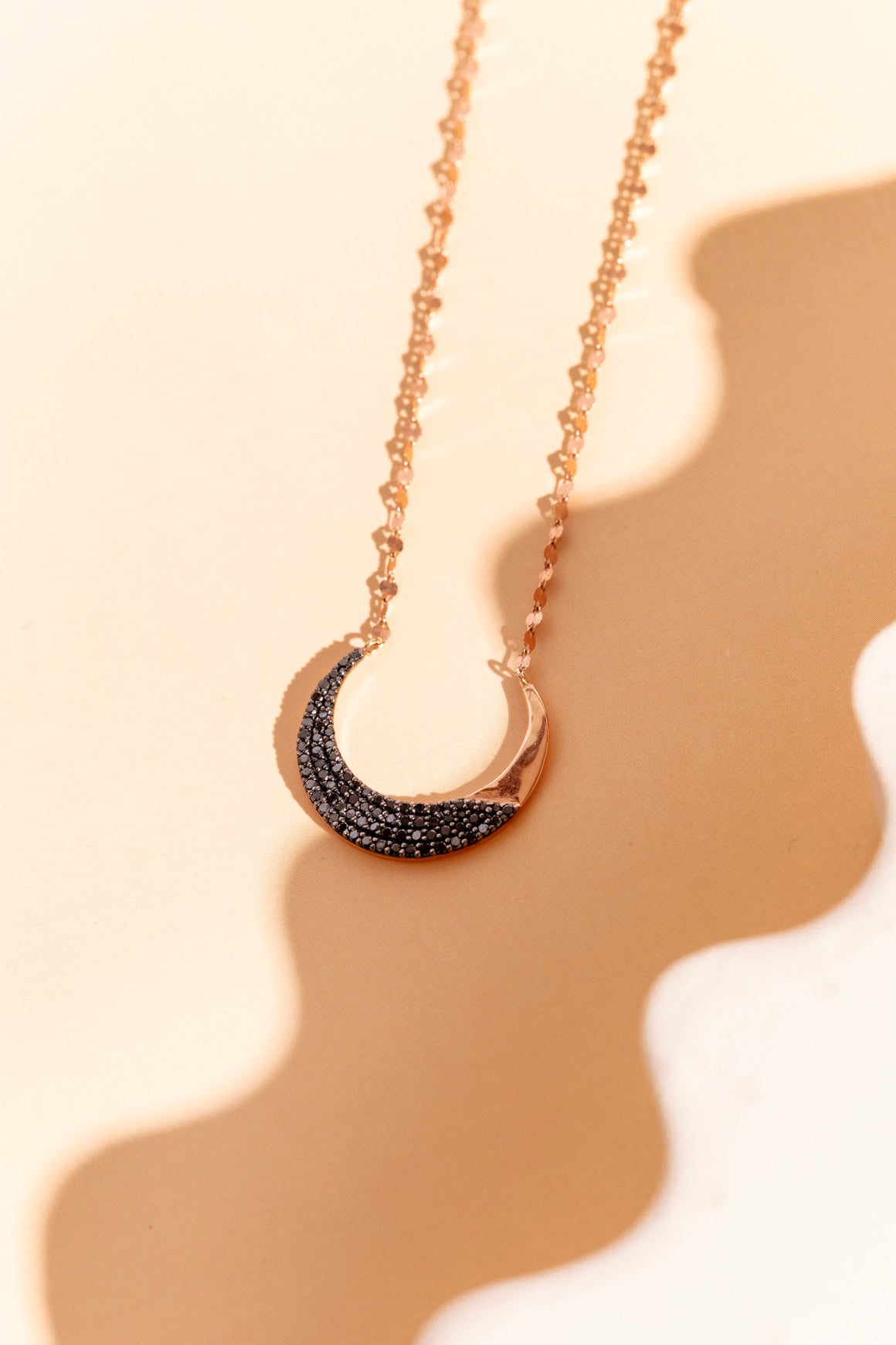 LANA 14K Rose Gold Petite "Blake" Chain w/ Half Moon Pendant