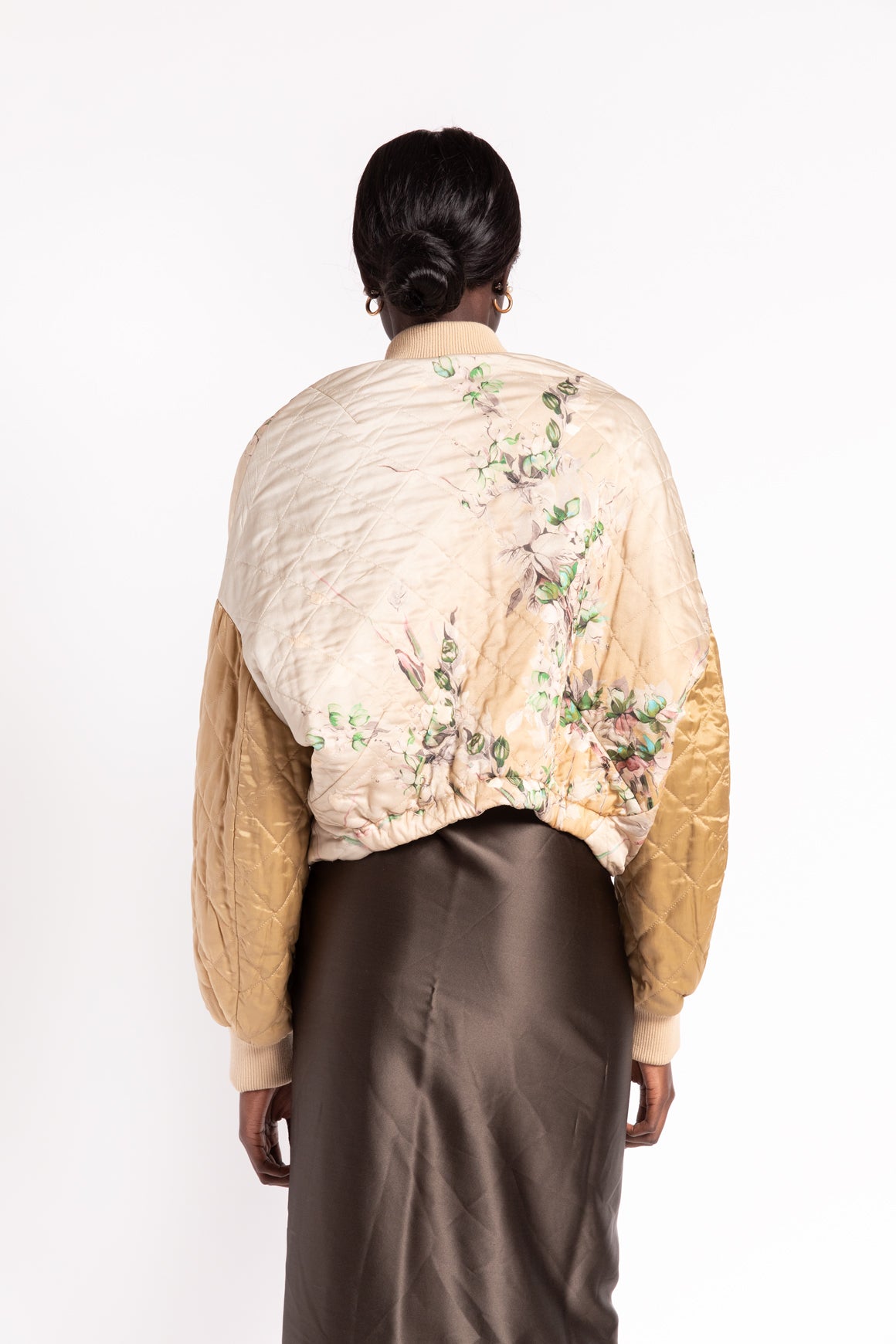 DRIES VAN NOTEN Beige Floral Printed Bomber Jacket