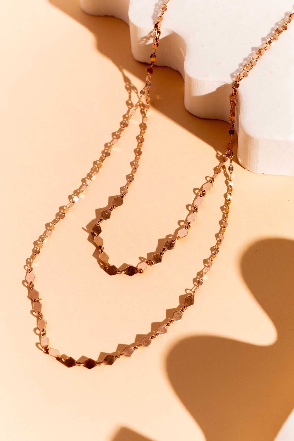 LANA 14K Rose Gold "Kite & Blake Chain Remix" Double Strand Necklace