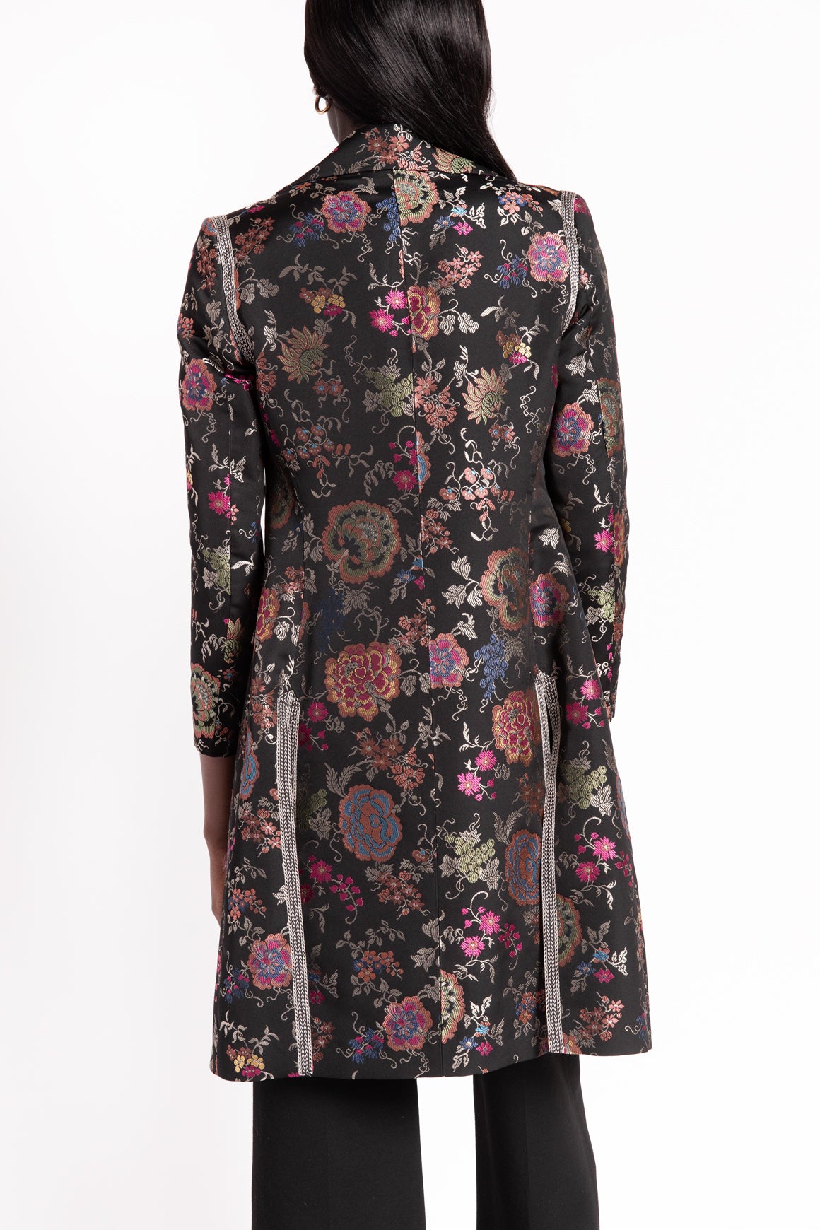 ETRO Black & Floral Jacquard Coat