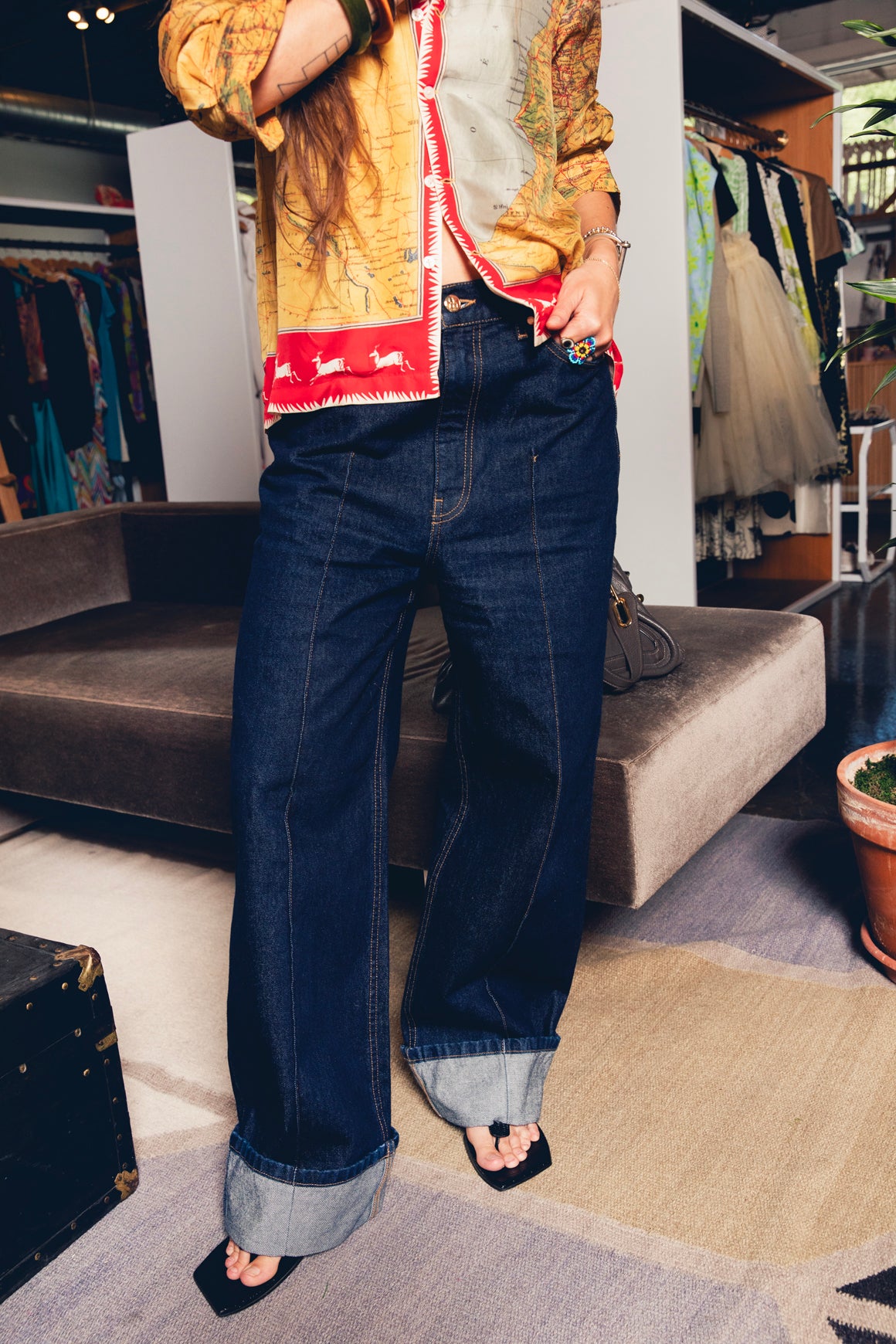 ULLA JOHNSON Dark Wash Straight Leg Cuffed Jeans (Sz. 30)