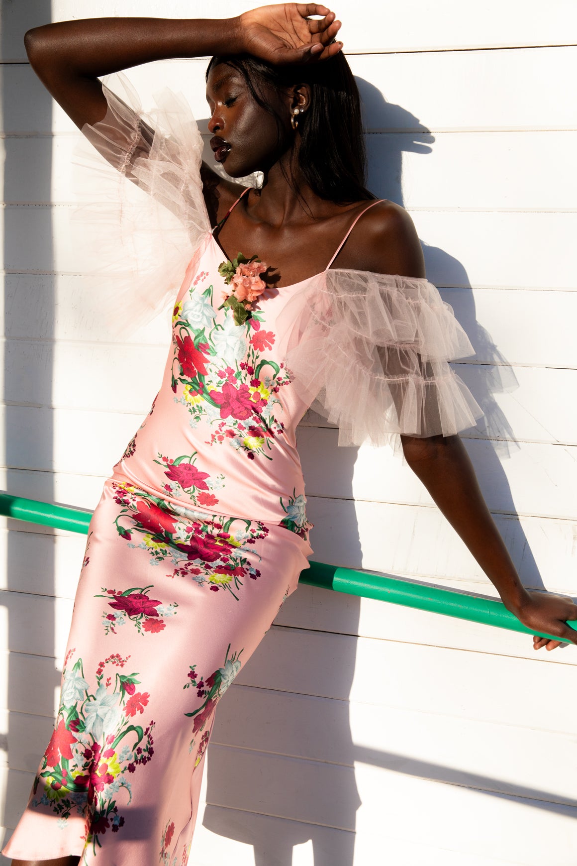 RODARTE Pink Floral Silk Slip Dress