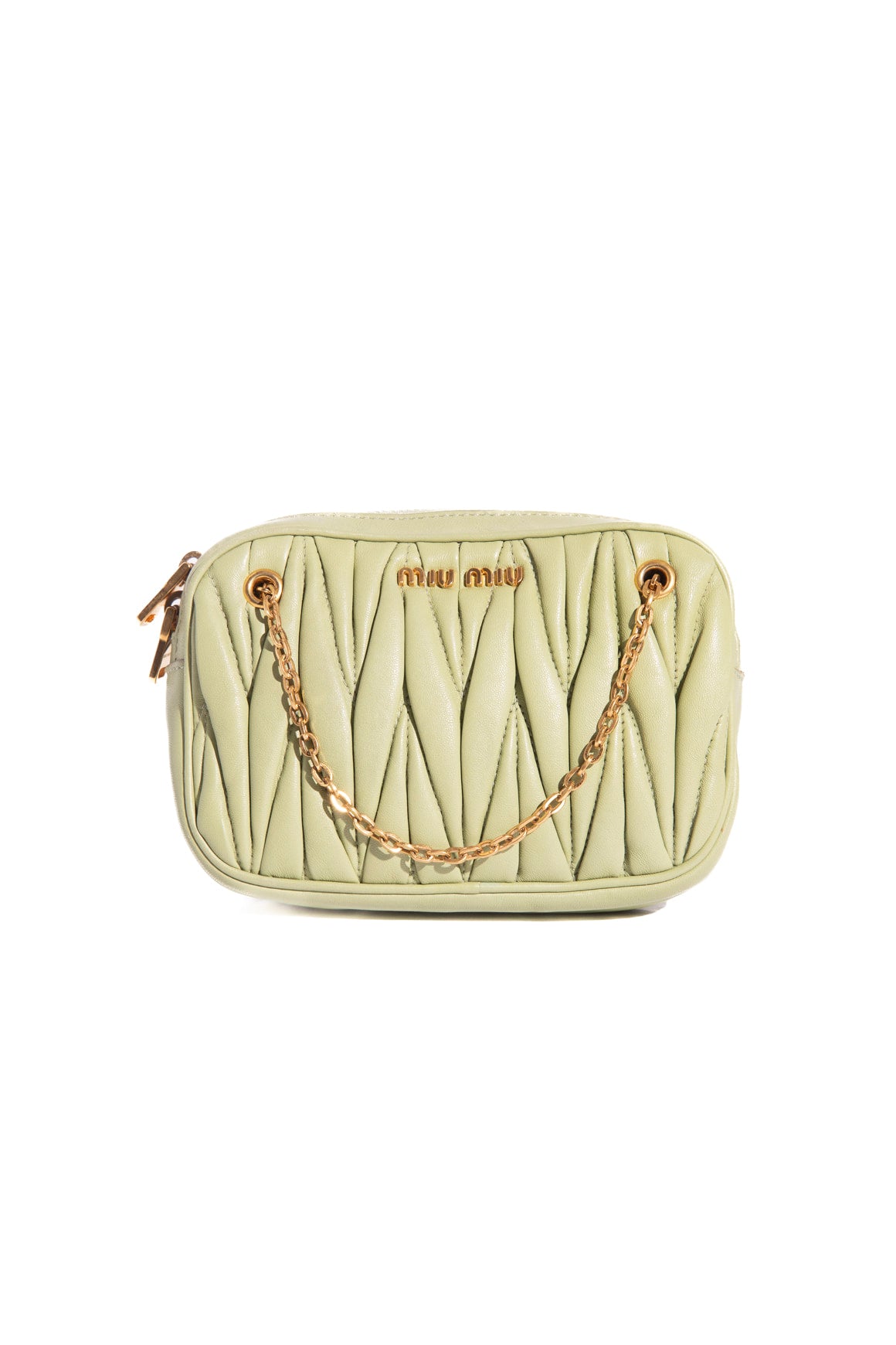 MIU MIU Green Matelasse Chain Mini Pouch Bag