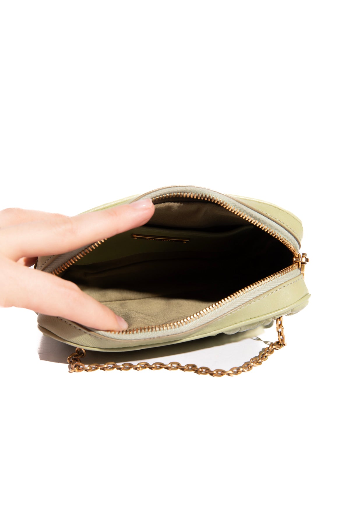 MIU MIU Green Matelasse Chain Mini Pouch Bag