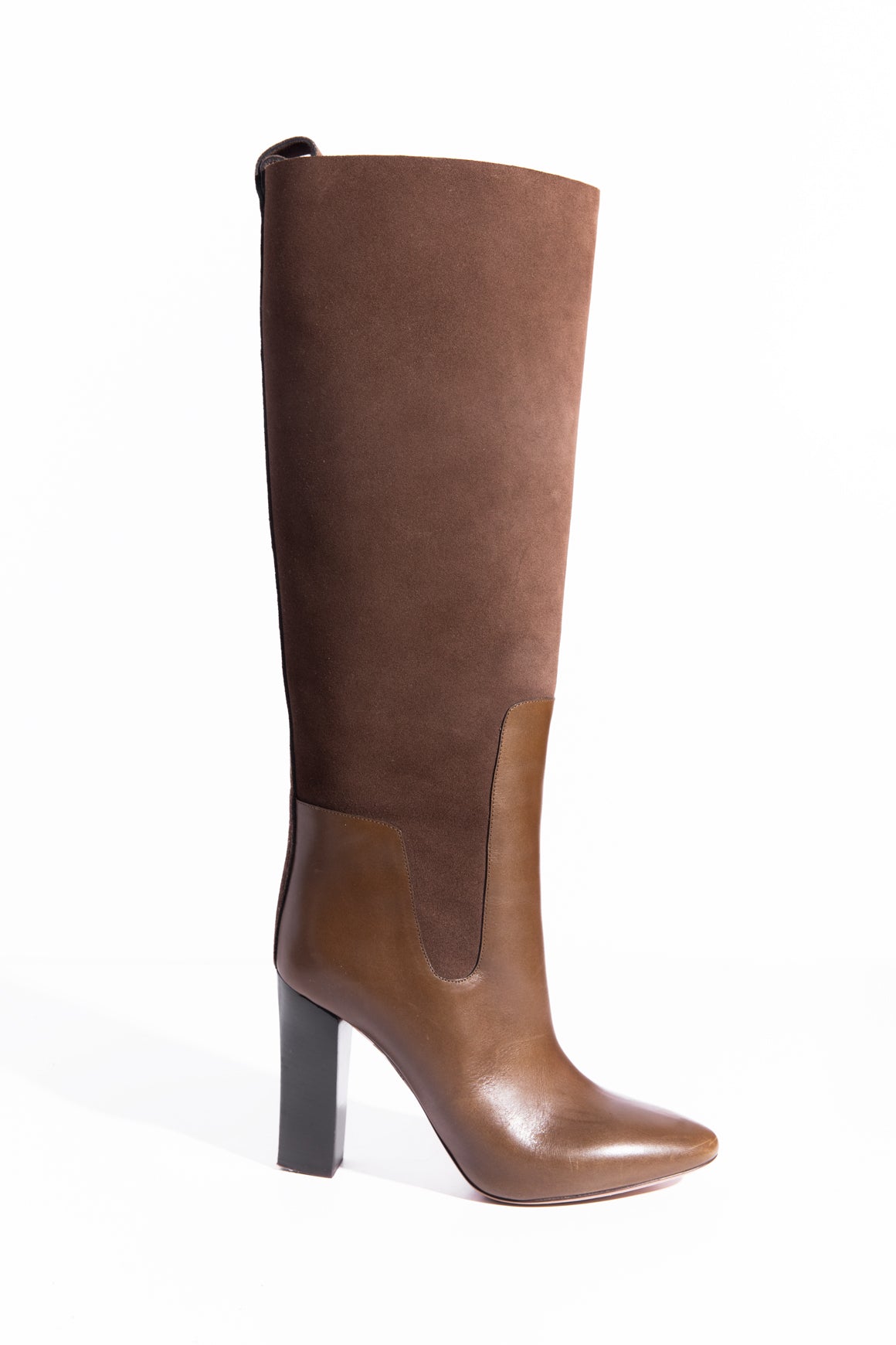 CHLOE Army Green Leather & Suede Knee High Boots (Sz. 39)