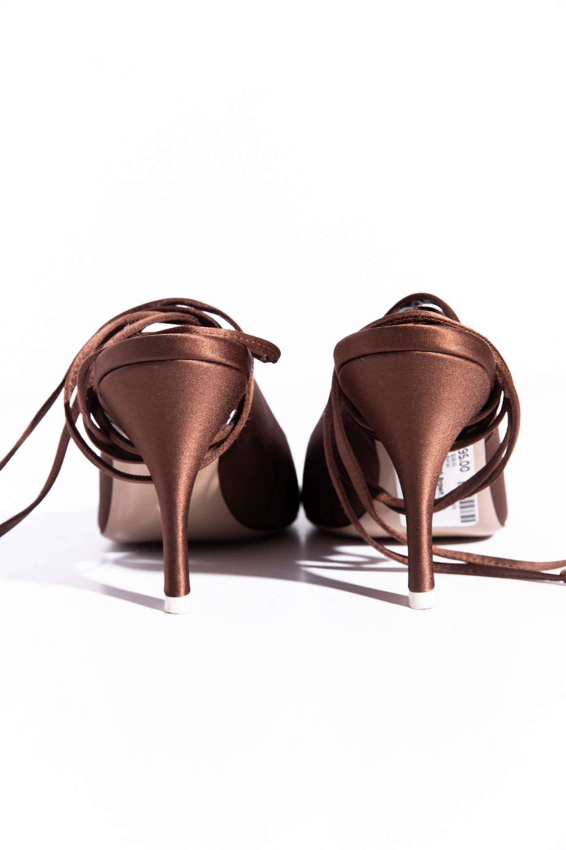 THE ATTICO Brown Satin Wrap Heels