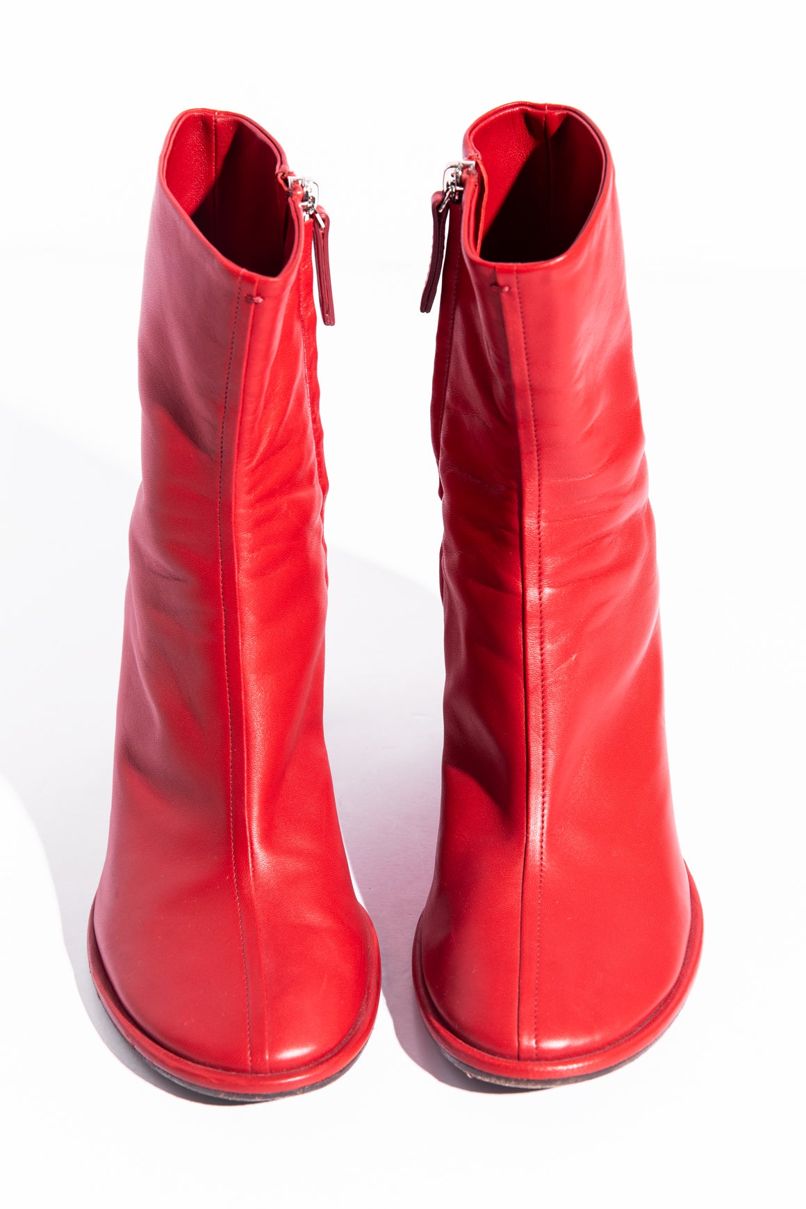 THE ROW Red Leather Ankle Boots (Sz. 39.5)