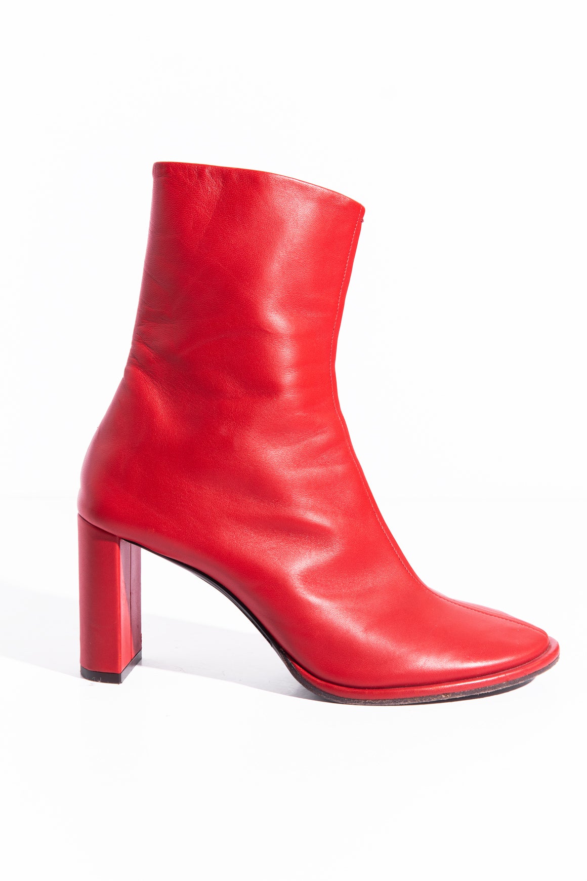 THE ROW Red Leather Ankle Boots (Sz. 39.5)