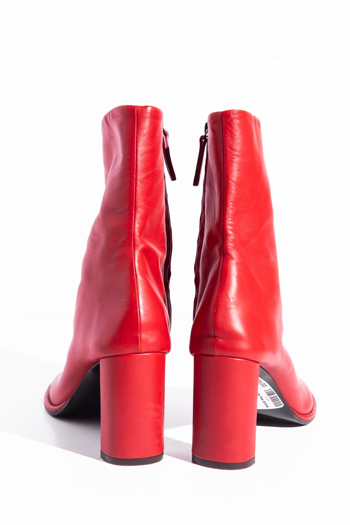 THE ROW Red Leather Ankle Boots (Sz. 39.5)