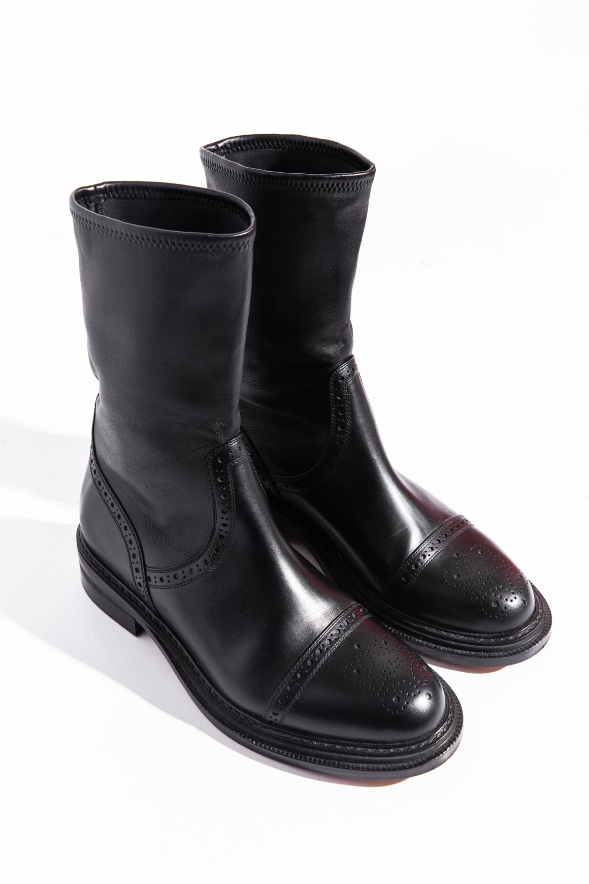 LOEWE Black Leather Oxford Sock Boots (Sz. 40)