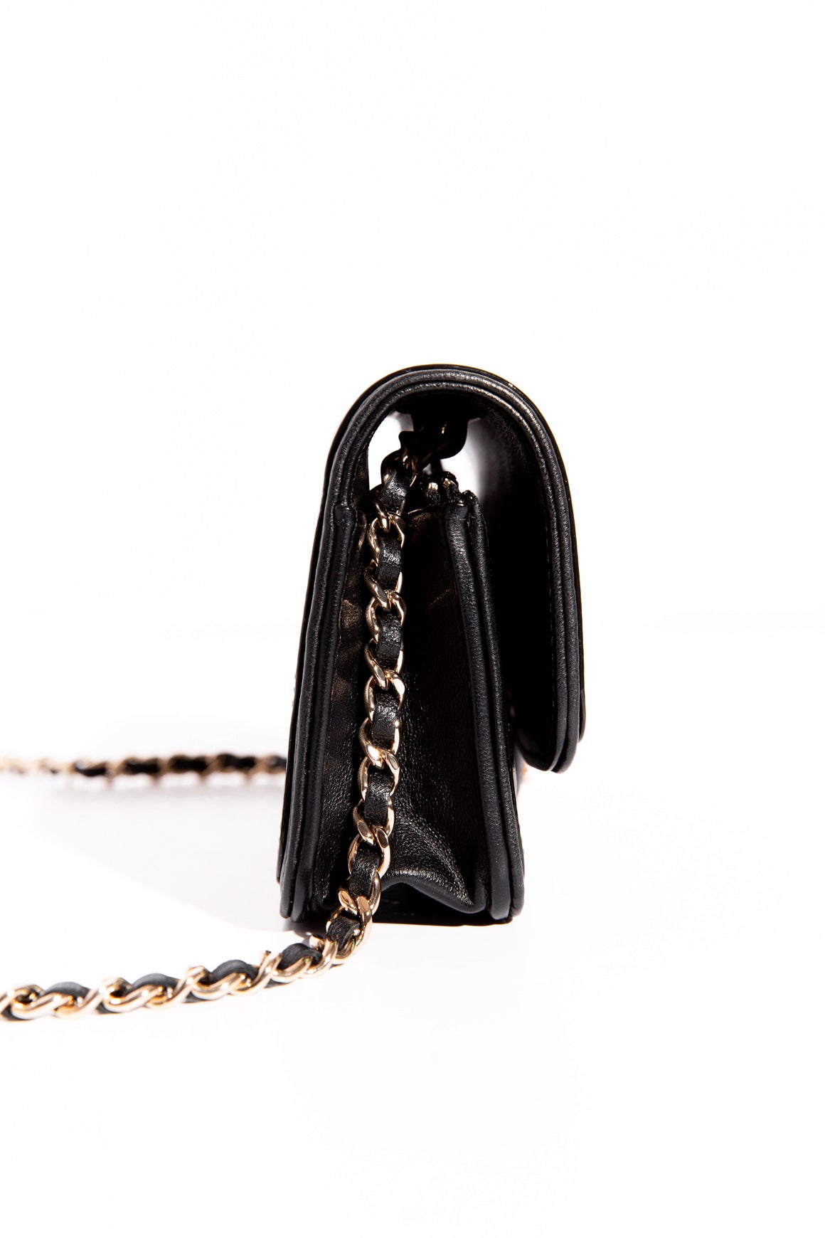 CHANEL 2021 Black Quilted "Phone Holder" WOC