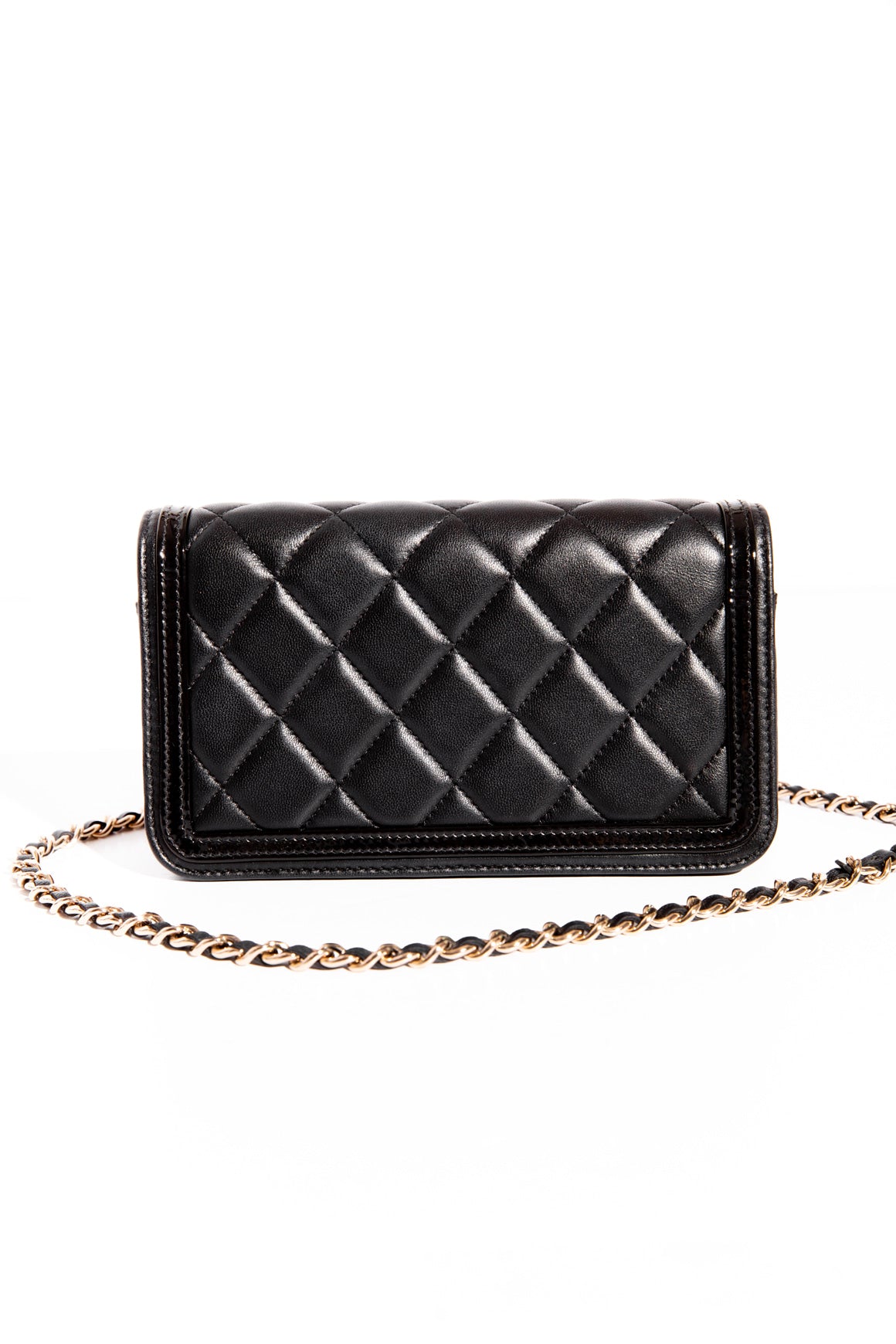 CHANEL 2021 Black Quilted "Phone Holder" WOC