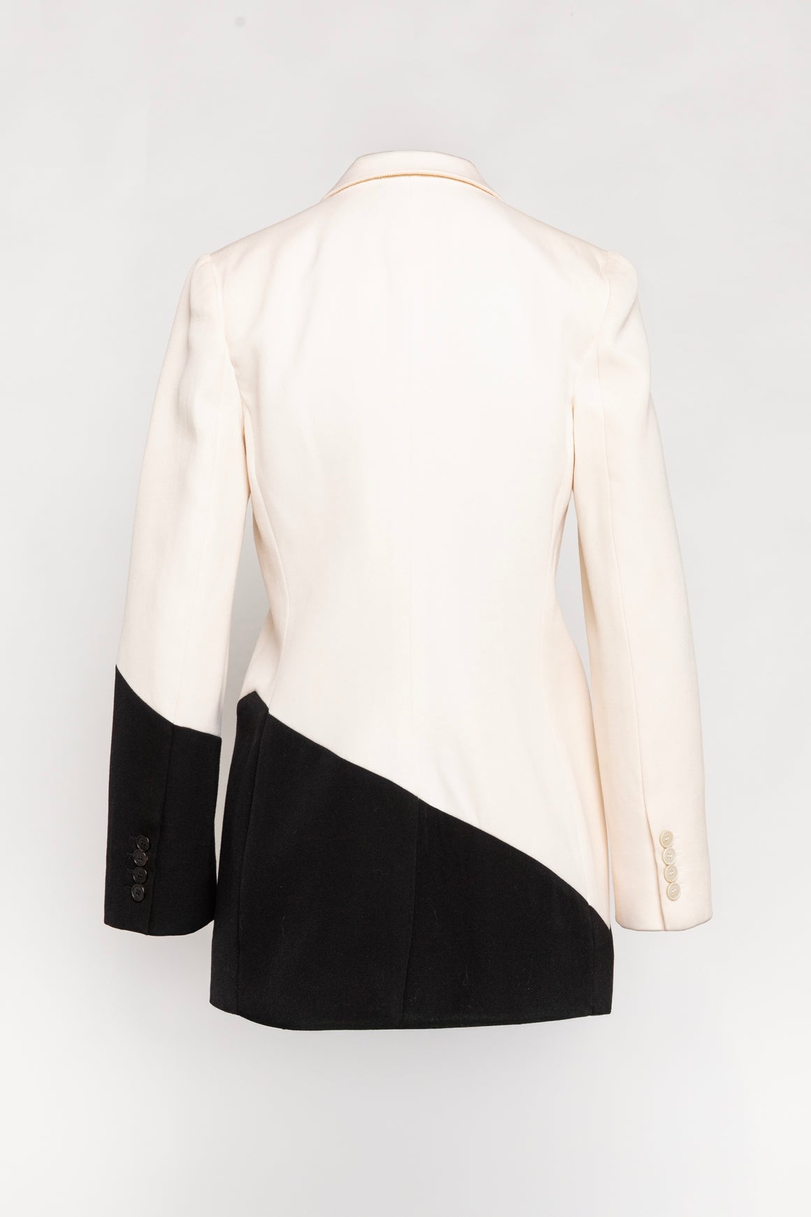 GIVENCHY Cream & Black Asymmetric Long Blazer (Sz. XS)