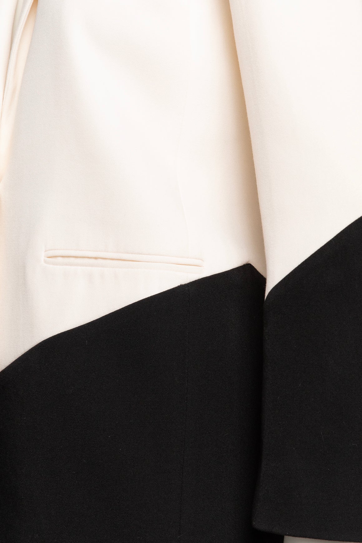 GIVENCHY Cream & Black Asymmetric Long Blazer (Sz. XS)