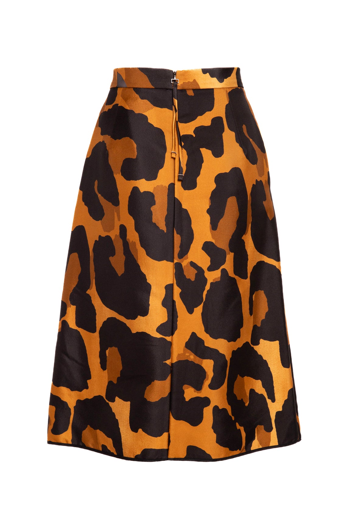 ODEEH Tan & Black Animal Print Midi Skirt (Sz. S)