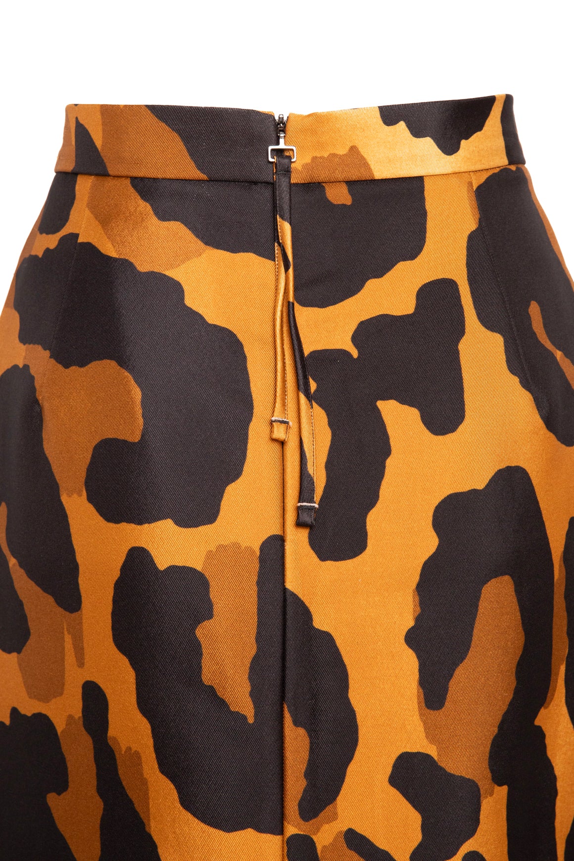 ODEEH Tan & Black Animal Print Midi Skirt (Sz. S)