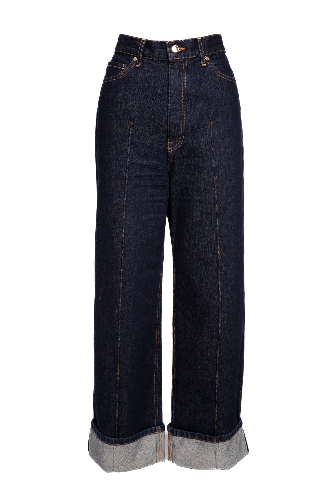 ULLA JOHNSON Dark Wash Straight Leg Cuffed Jeans (Sz. 30)