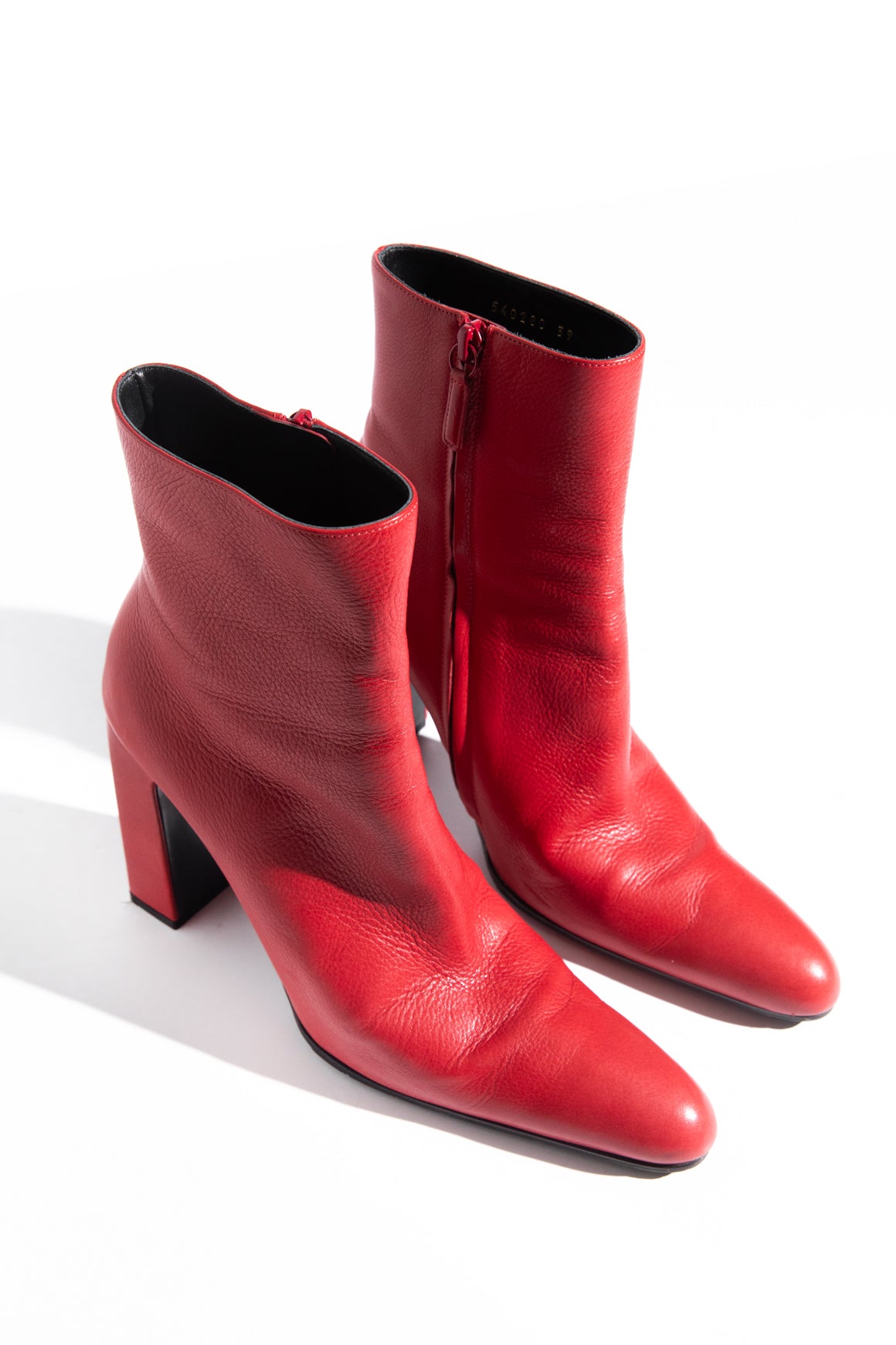 BALENCIAGA Red Leather Almond Ankle Boot (Sz. 39)