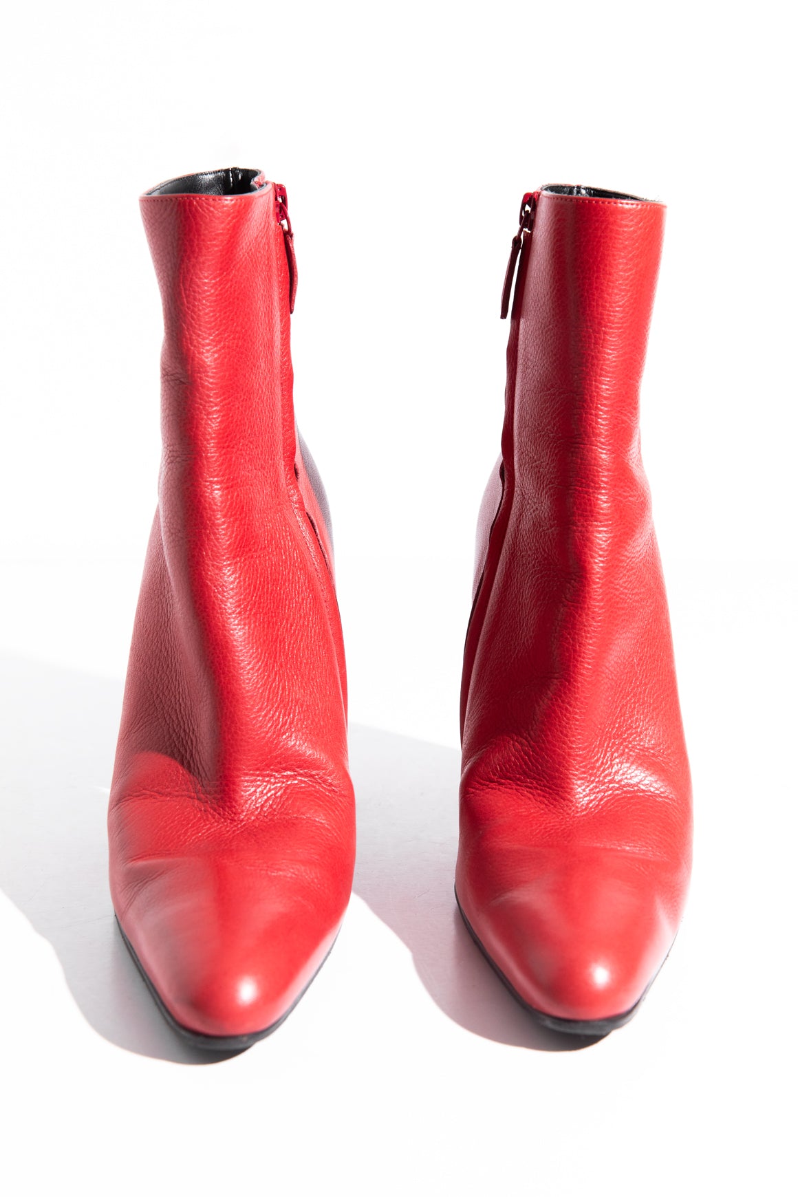 BALENCIAGA Red Leather Almond Ankle Boot (Sz. 39)