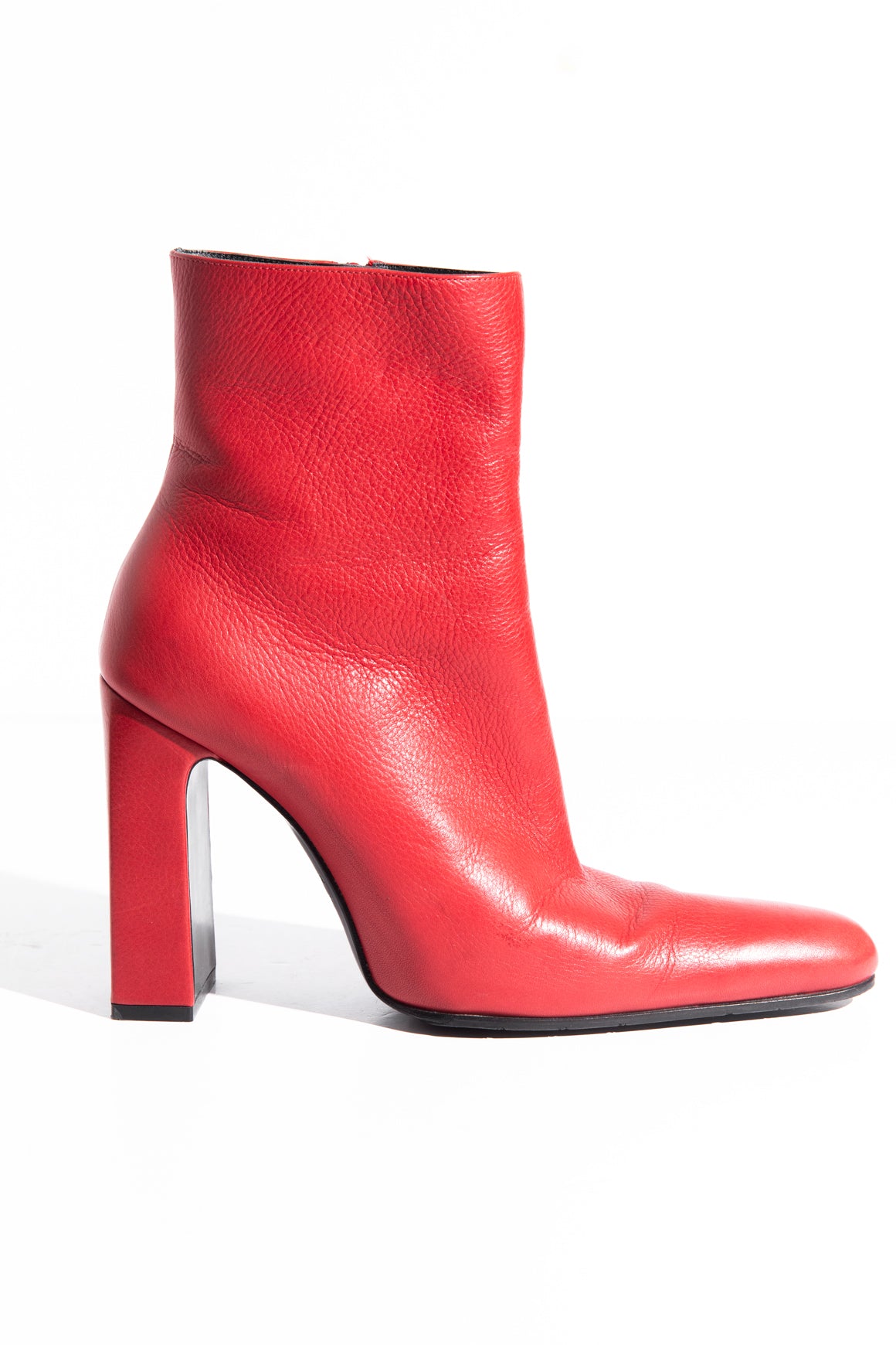 BALENCIAGA Red Leather Almond Ankle Boot (Sz. 39)