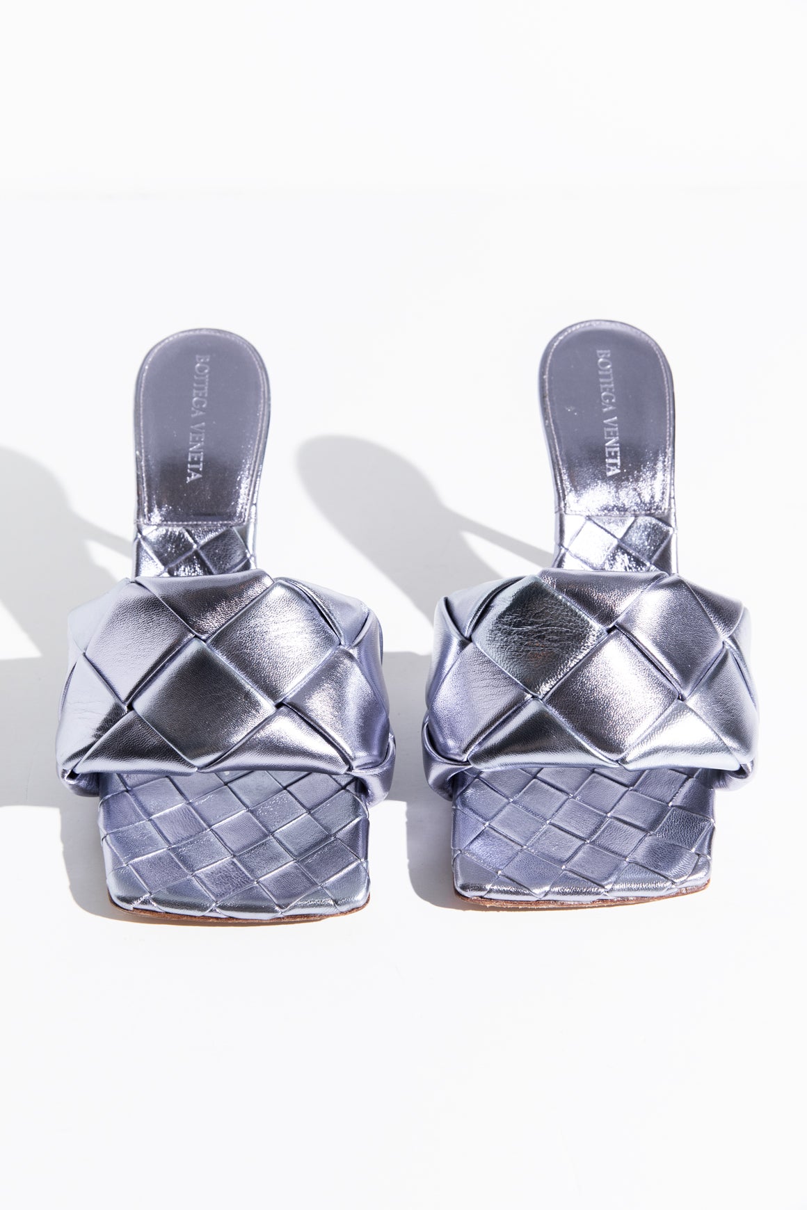 BOTTEGA VENETA Lilac Metallic Lido Mule Sandals (Sz. 37)