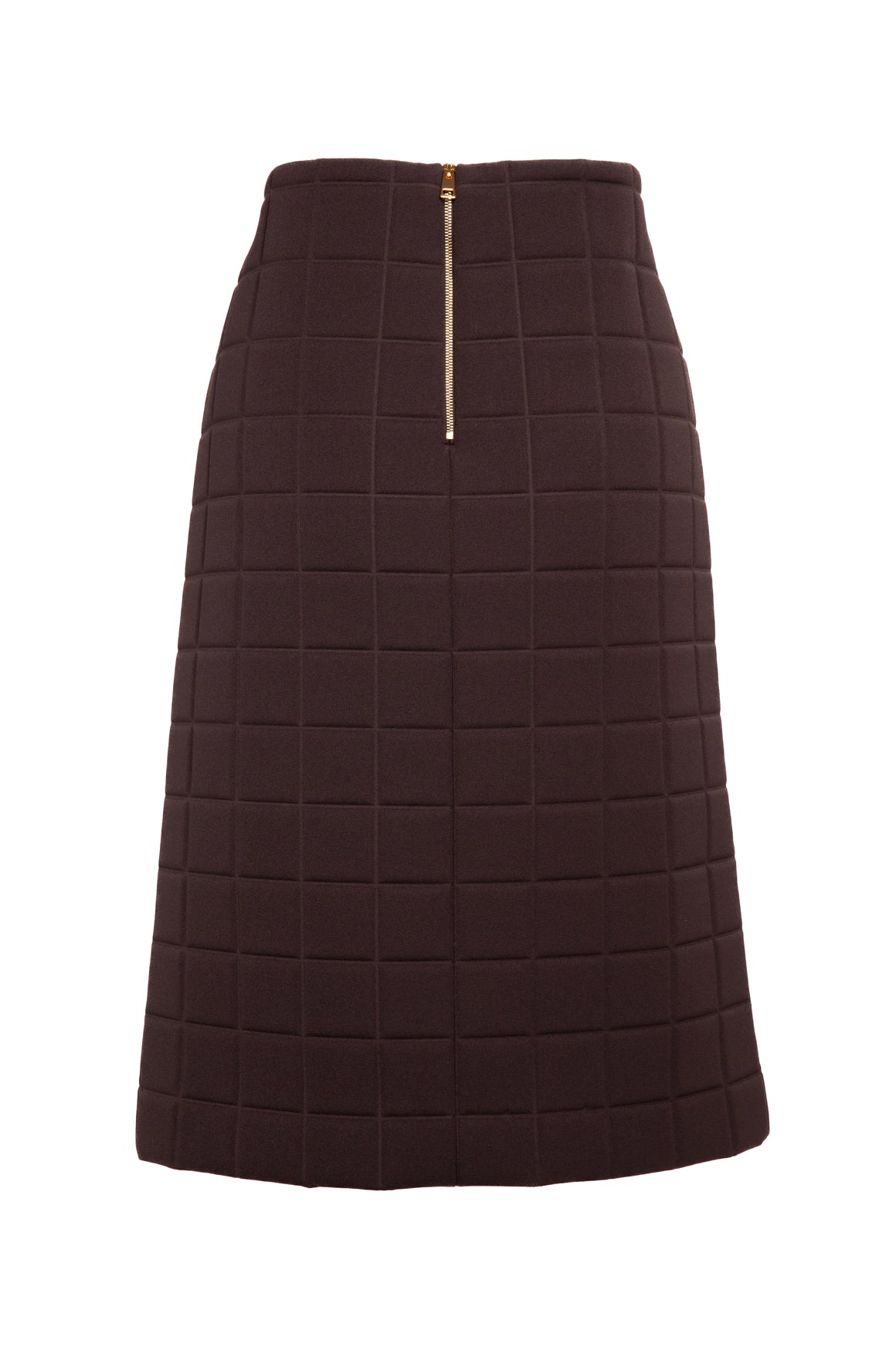 BOTTEGA VENETA Brown Quilted Gabardine Midi Skirt (Sz. M)