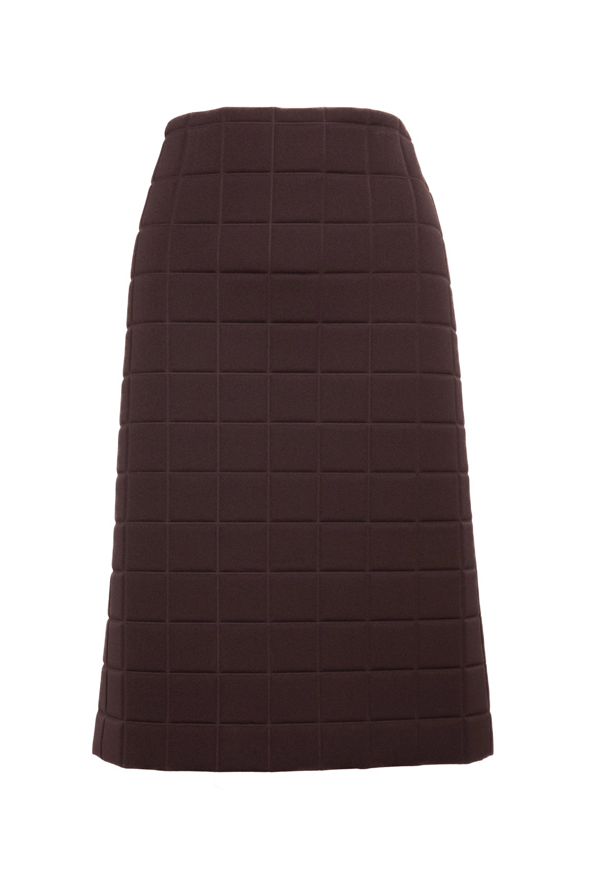 BOTTEGA VENETA Brown Quilted Gabardine Midi Skirt (Sz. M)