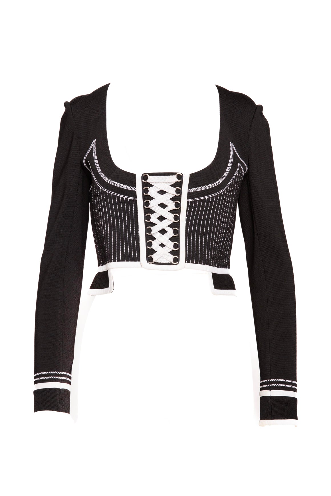GIVENCHY Black & White Bolero Corset Jacket (Sz. L)