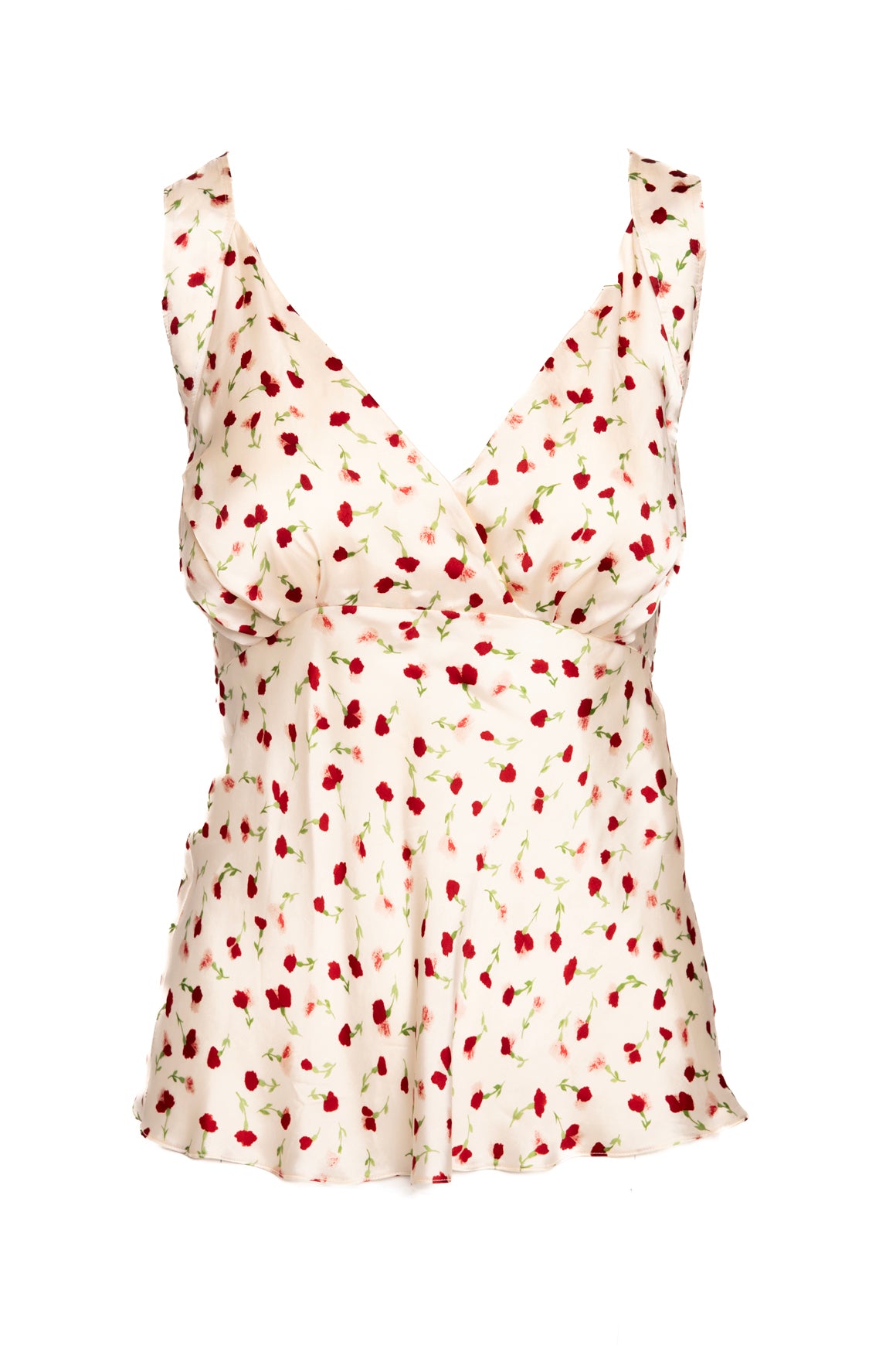 KHAITE Cream Floral Satin Tank (Sz. S)