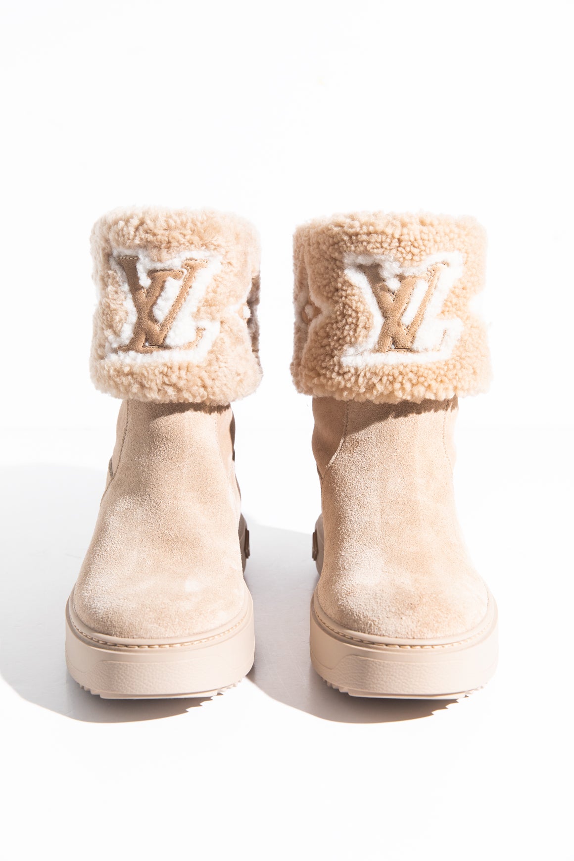 LOUIS VUITTON Shearling Logo Boots (Sz. 36 1/2)