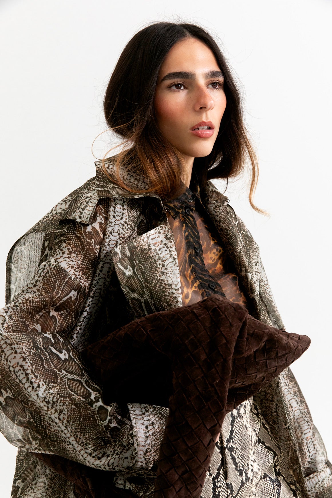 LAPOINTE Snake Organza Belted Trench Jacket (Sz.XS)