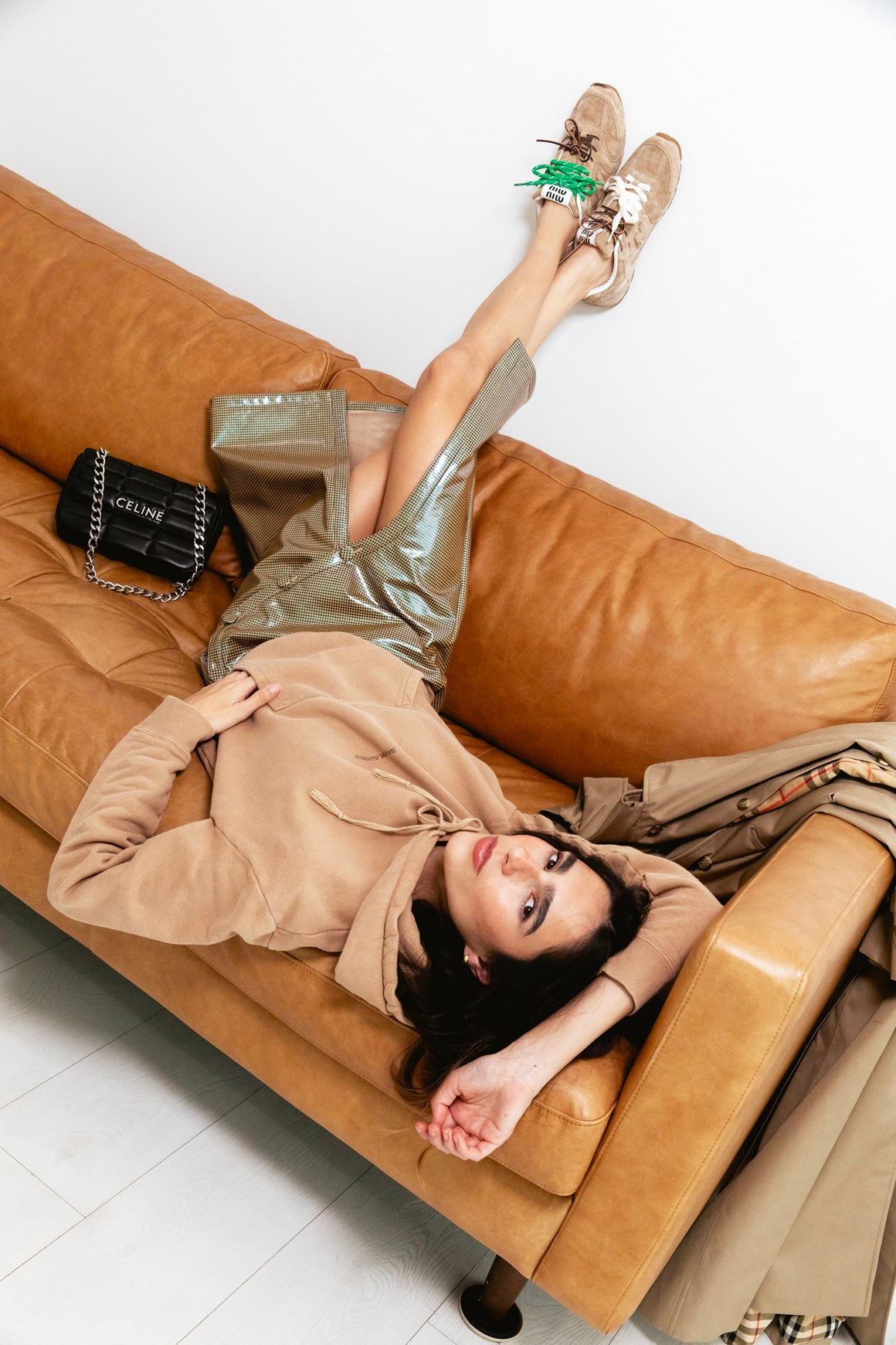 SAINT LAURENT Beige Logo Graphic Hoodie (Sz.XS)