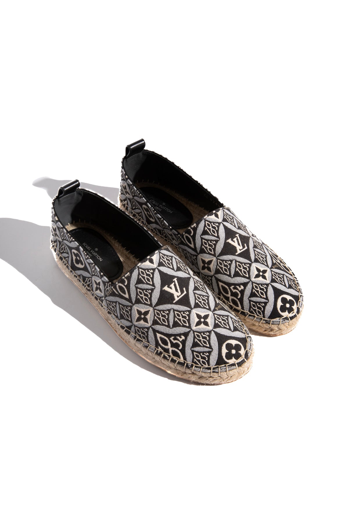 LOUIS VUITTON Navy Logo Espadrille Flats (Sz. 37)
