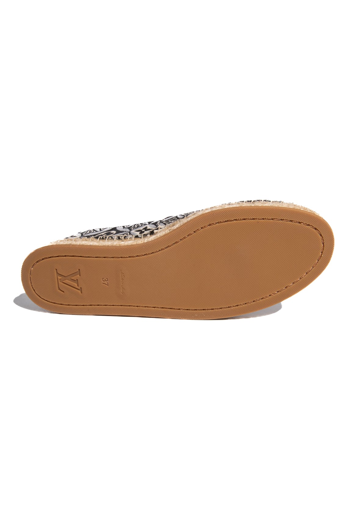 LOUIS VUITTON Navy Logo Espadrille Flats (Sz. 37)