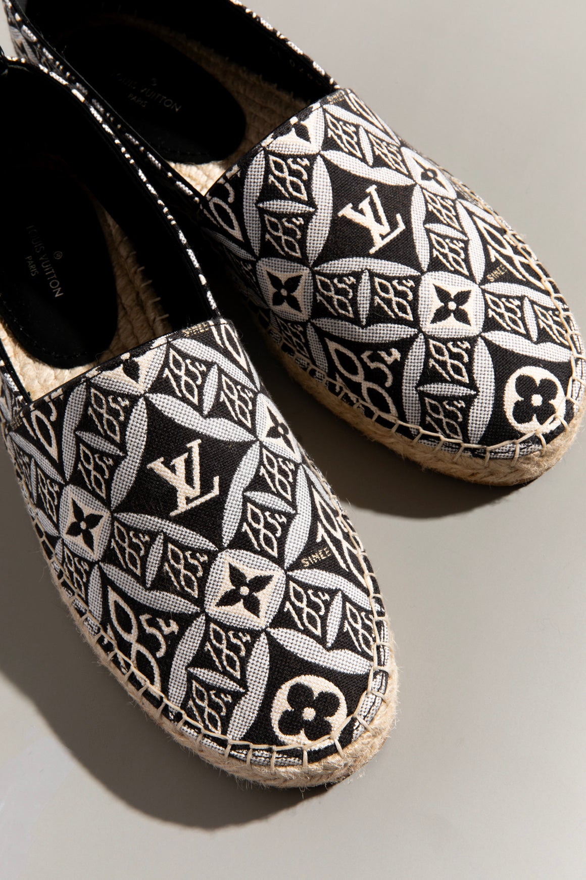 LOUIS VUITTON Navy Logo Espadrille Flats (Sz. 37)