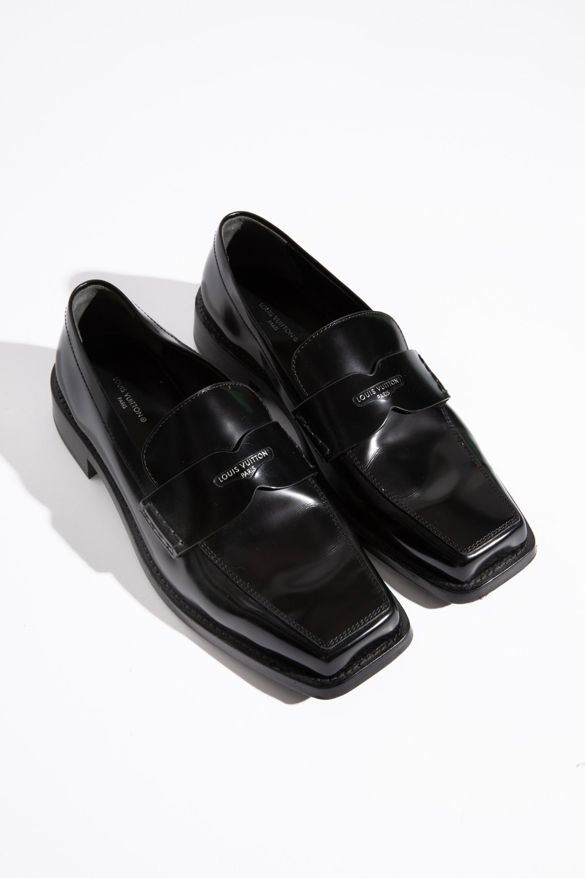 LOUIS VUITTON Black Square Toe Loafers (Sz. 39)