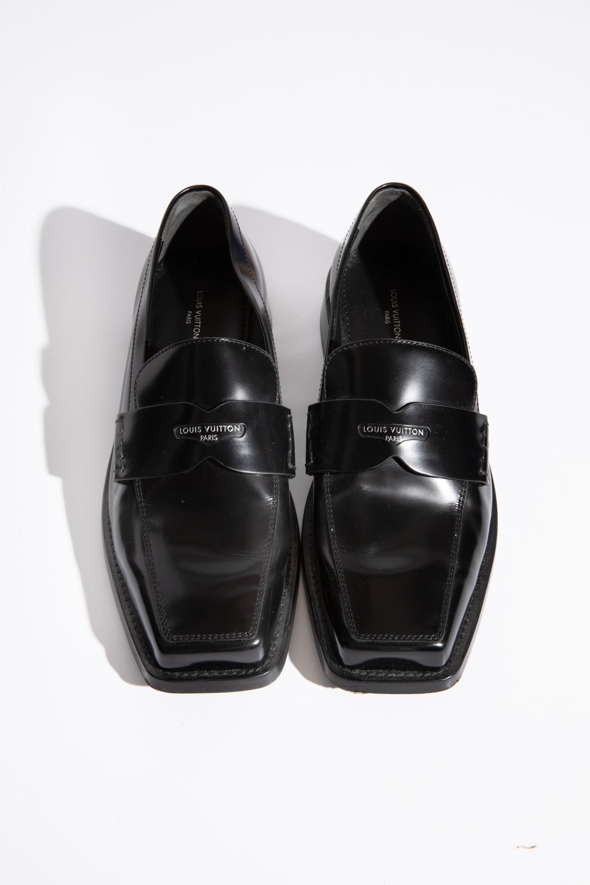 LOUIS VUITTON Black Square Toe Loafers (Sz. 39)