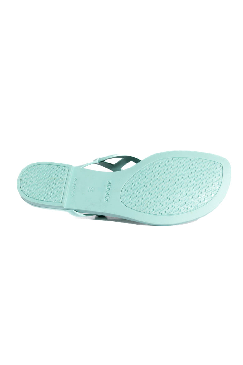 HERMES Aqua Egerie Chaine De'Ancre Rubber Sandals (Sz. 38)