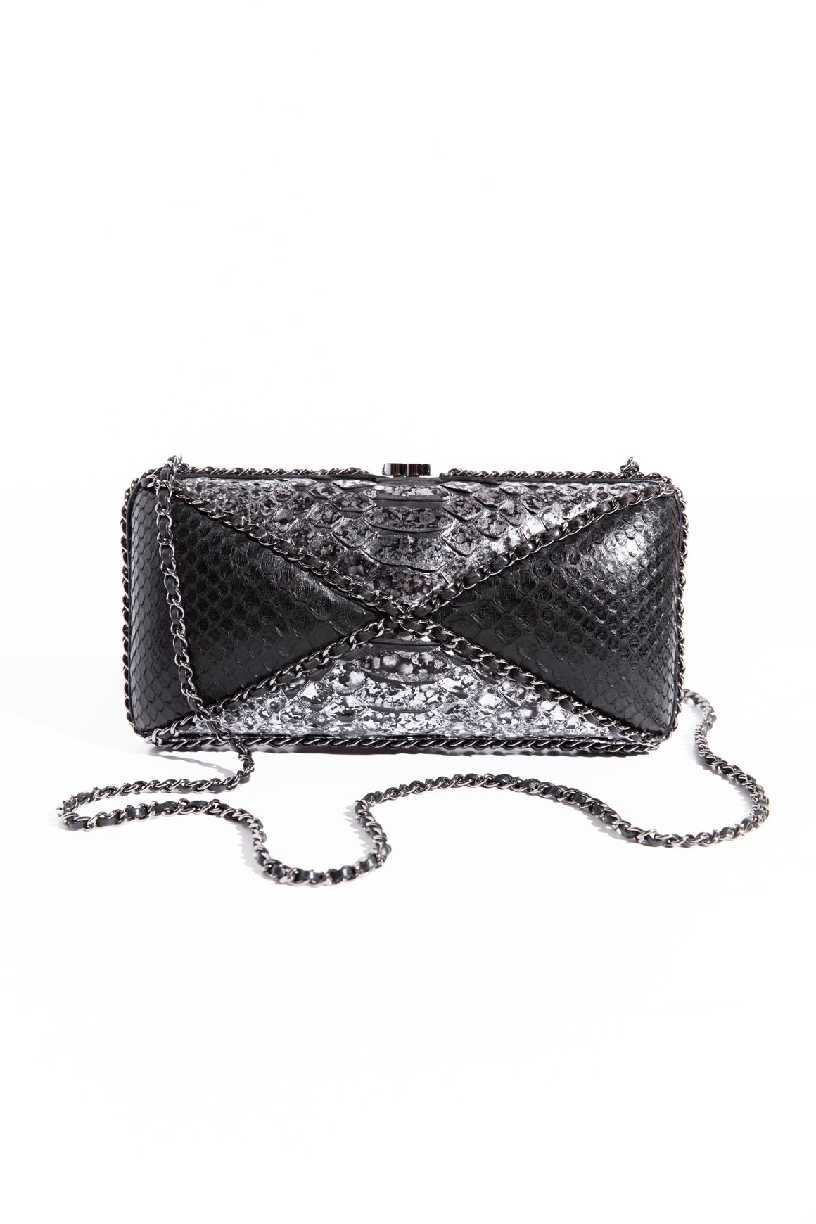 CHANEL Black & Grey Python Clutch