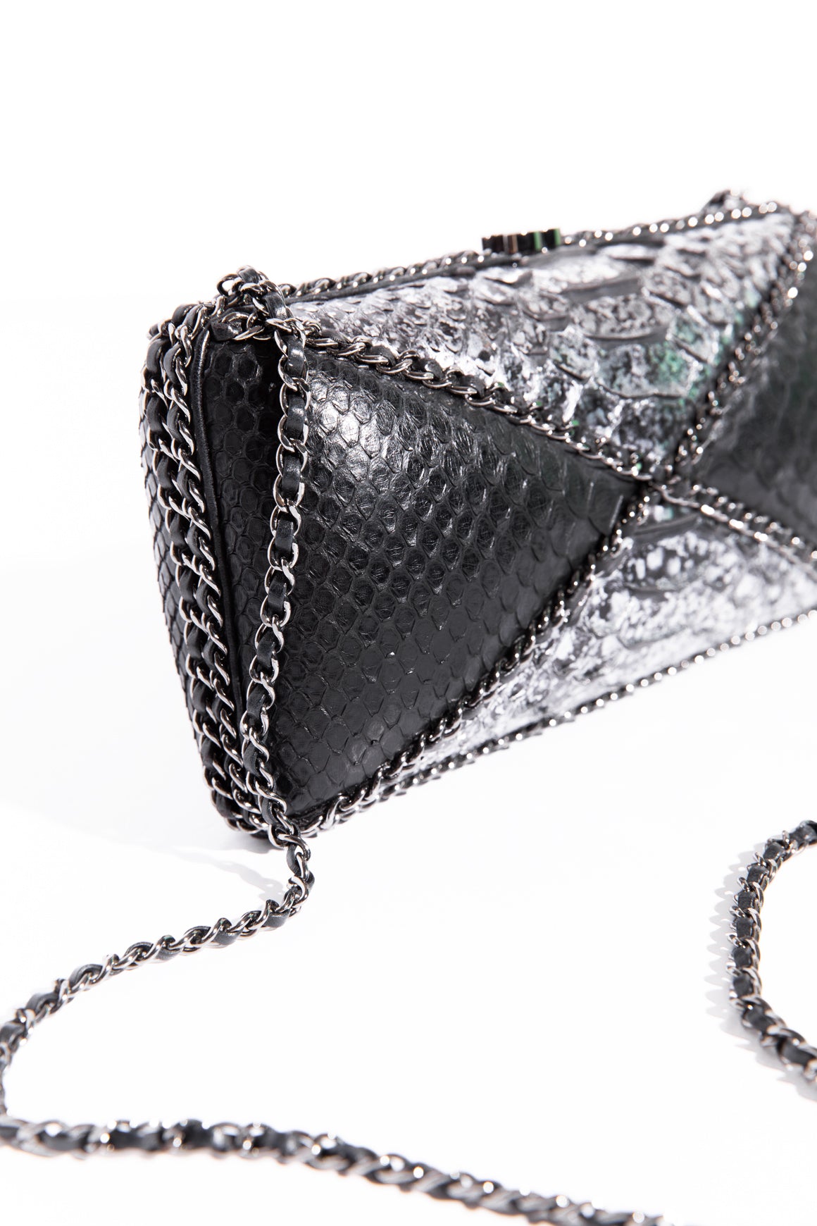 CHANEL Black & Grey Python Clutch