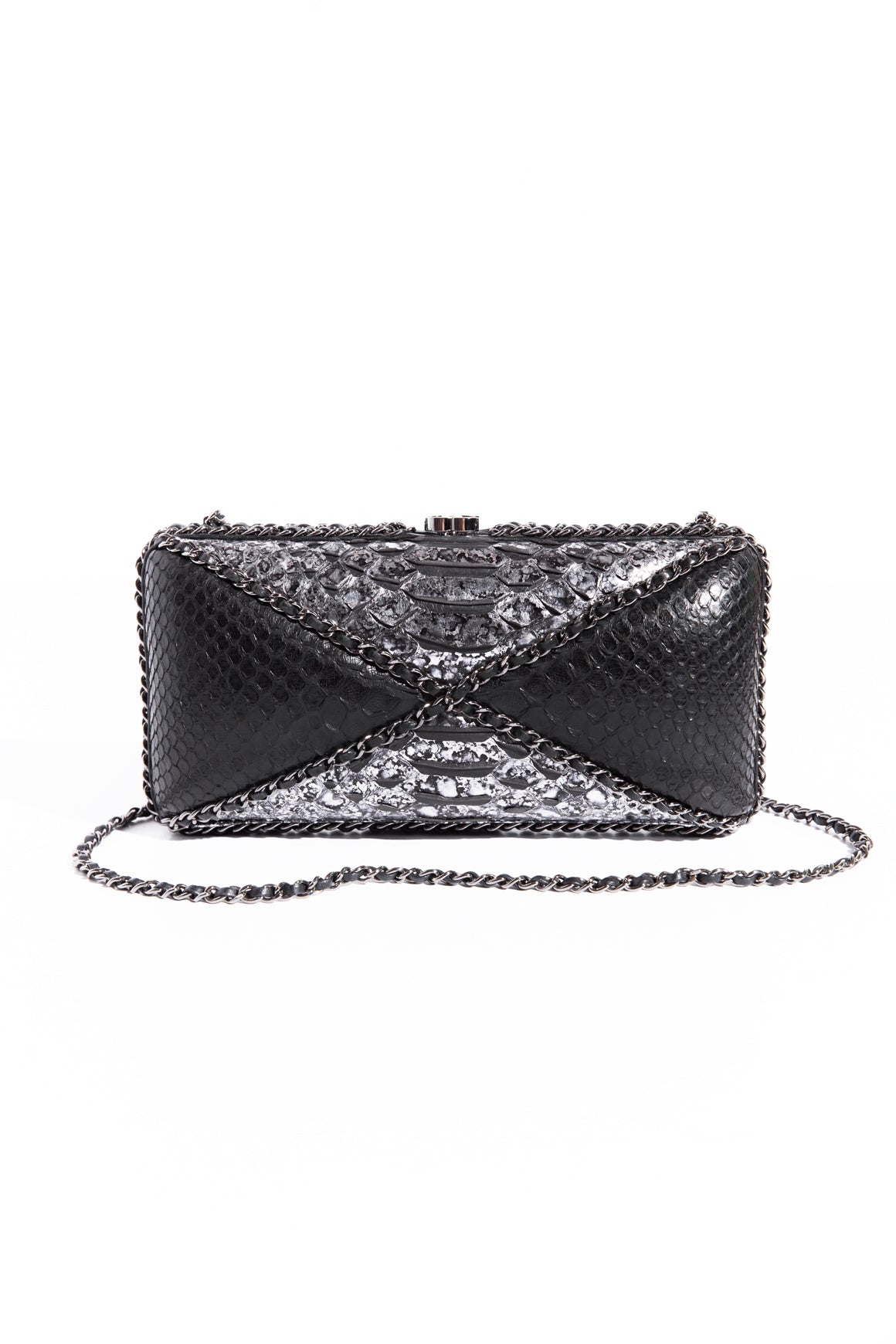 CHANEL Black & Grey Python Clutch