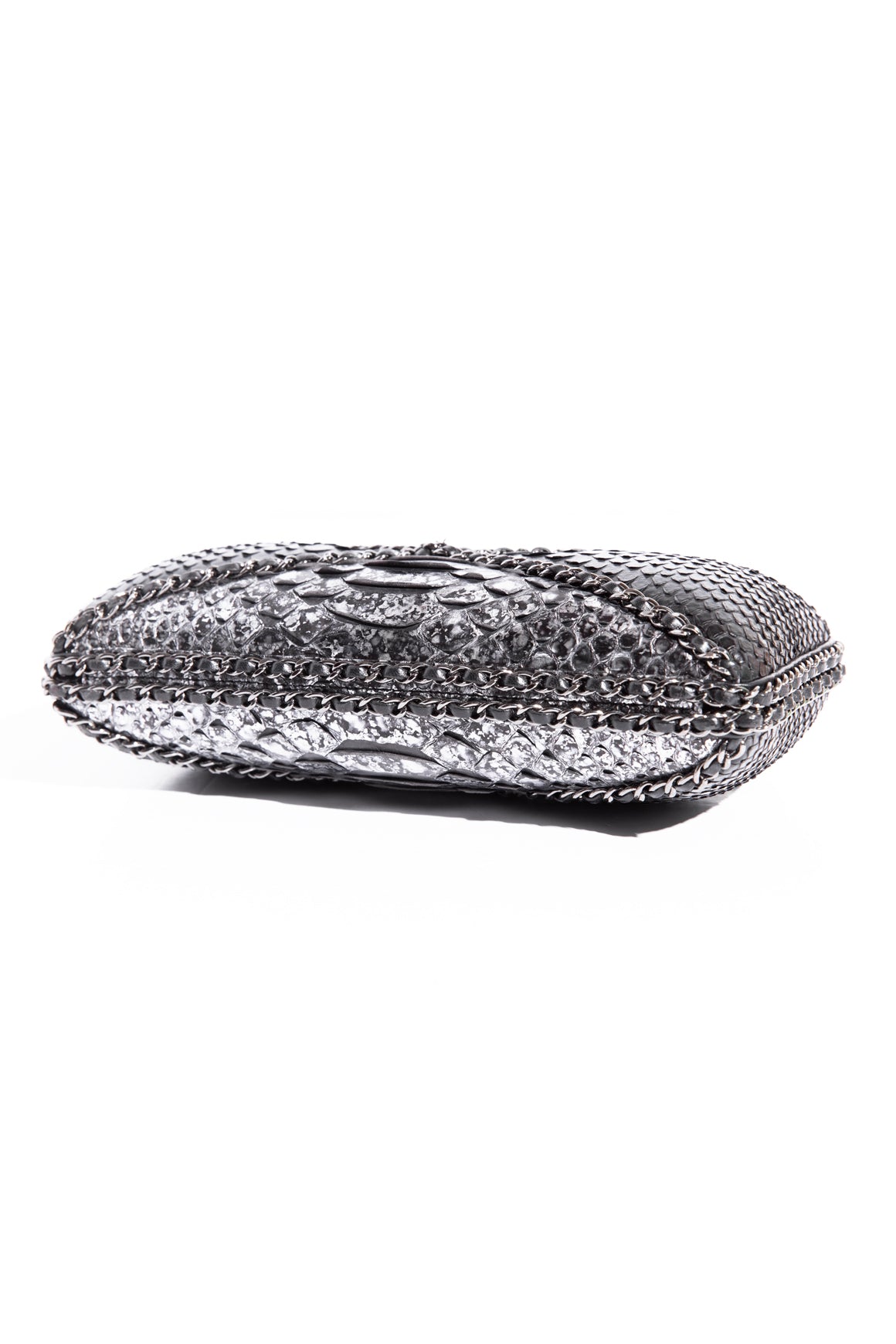 CHANEL Black & Grey Python Clutch