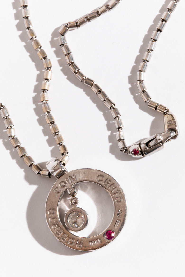 ROBERTO COIN White Gold & Diamond Baby O Necklace
