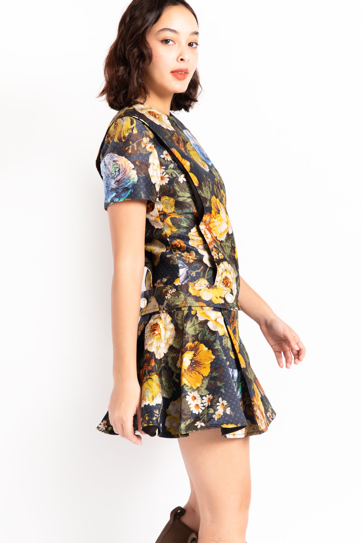 LOUIS VUITTON Floral Print Martingale Skater Dress