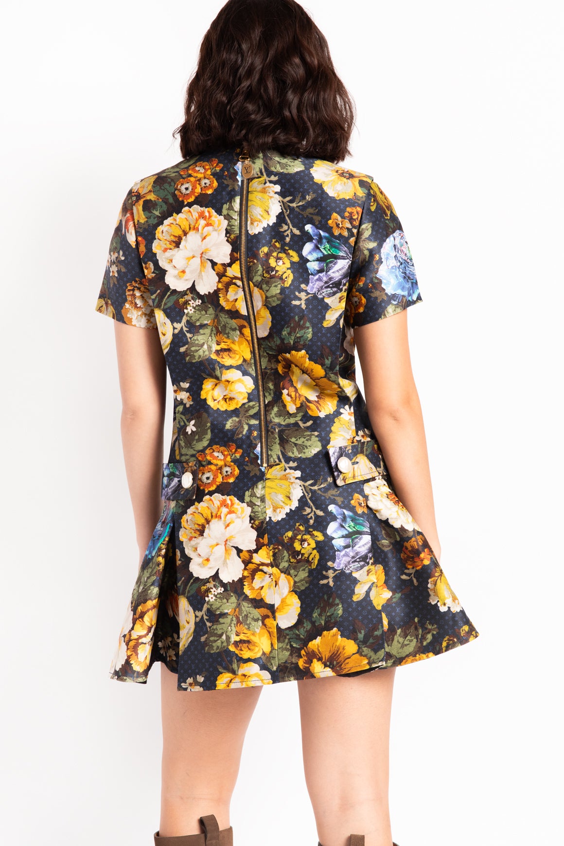 LOUIS VUITTON Floral Print Martingale Skater Dress