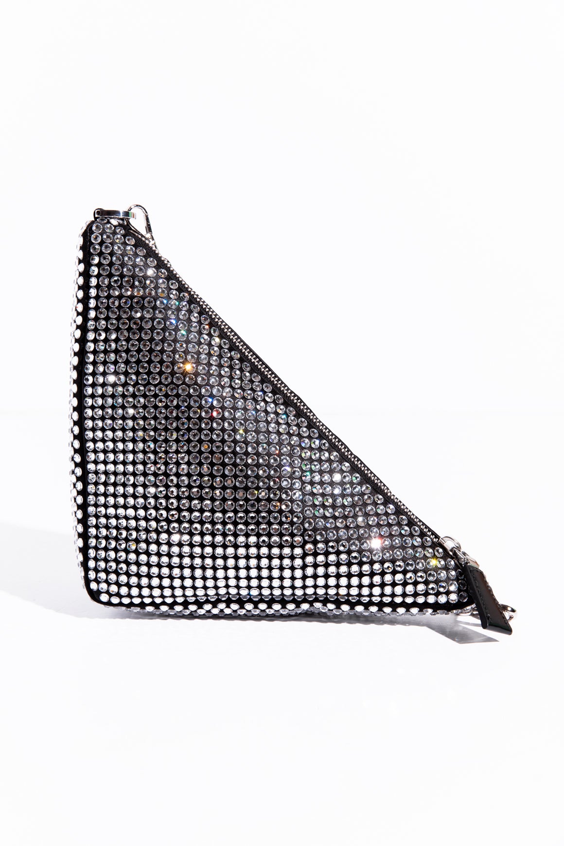 PRADA Crystal Embellished Satin Triangle Pouch