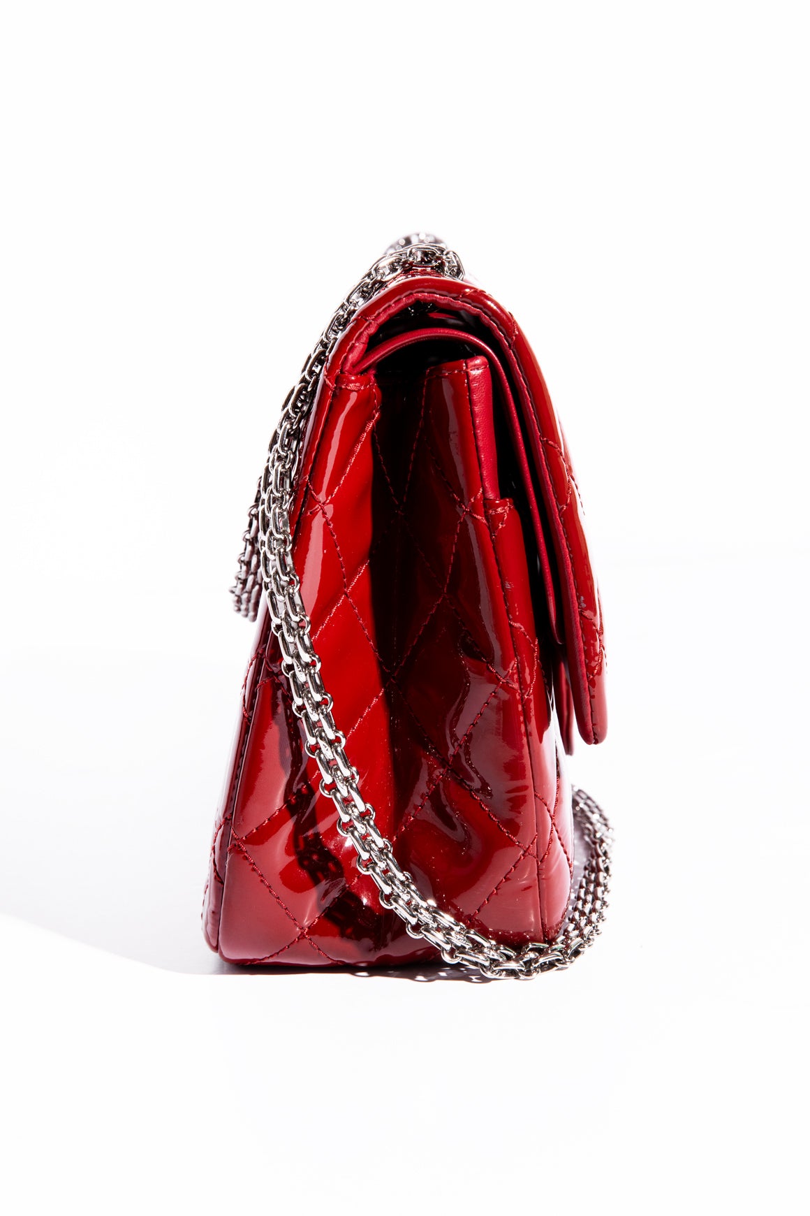 CHANEL 2010 Red Patent Leather 2.55 Double Flap Handbag