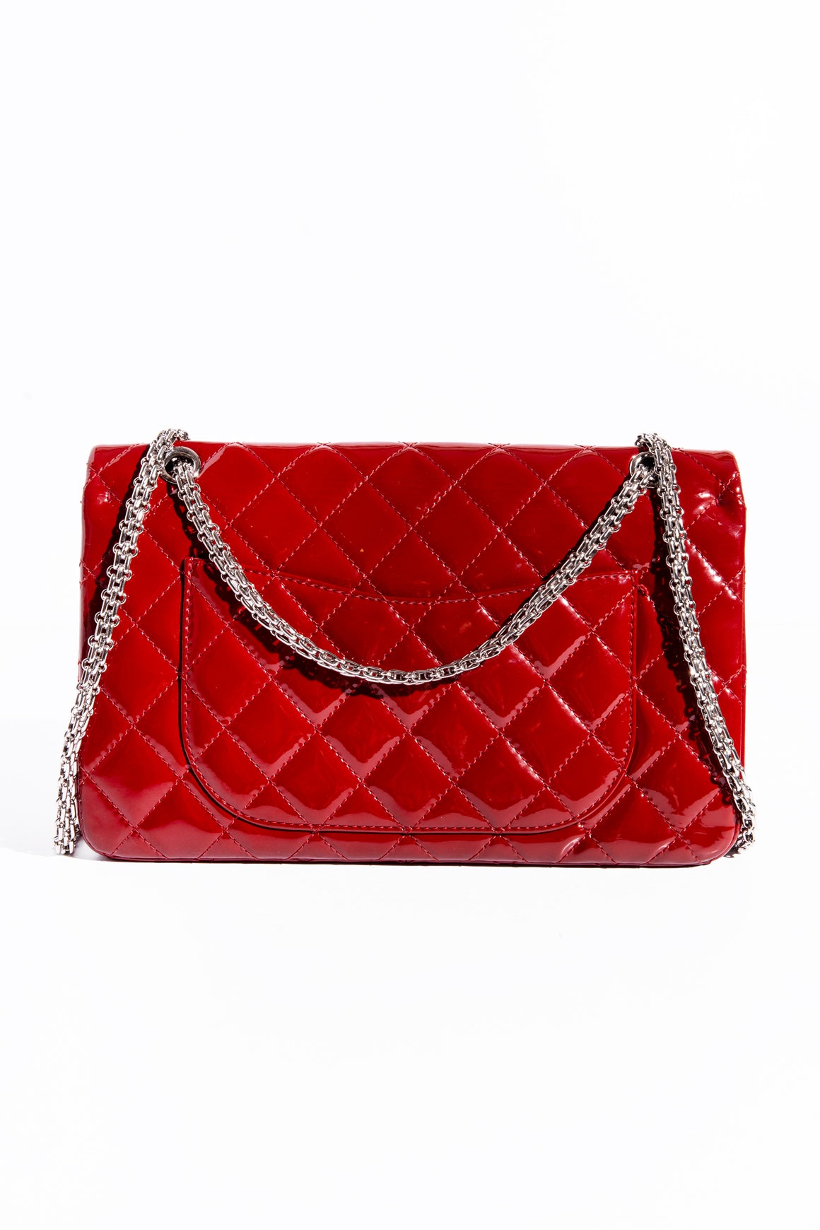 CHANEL 2010 Red Patent Leather 2.55 Double Flap Handbag